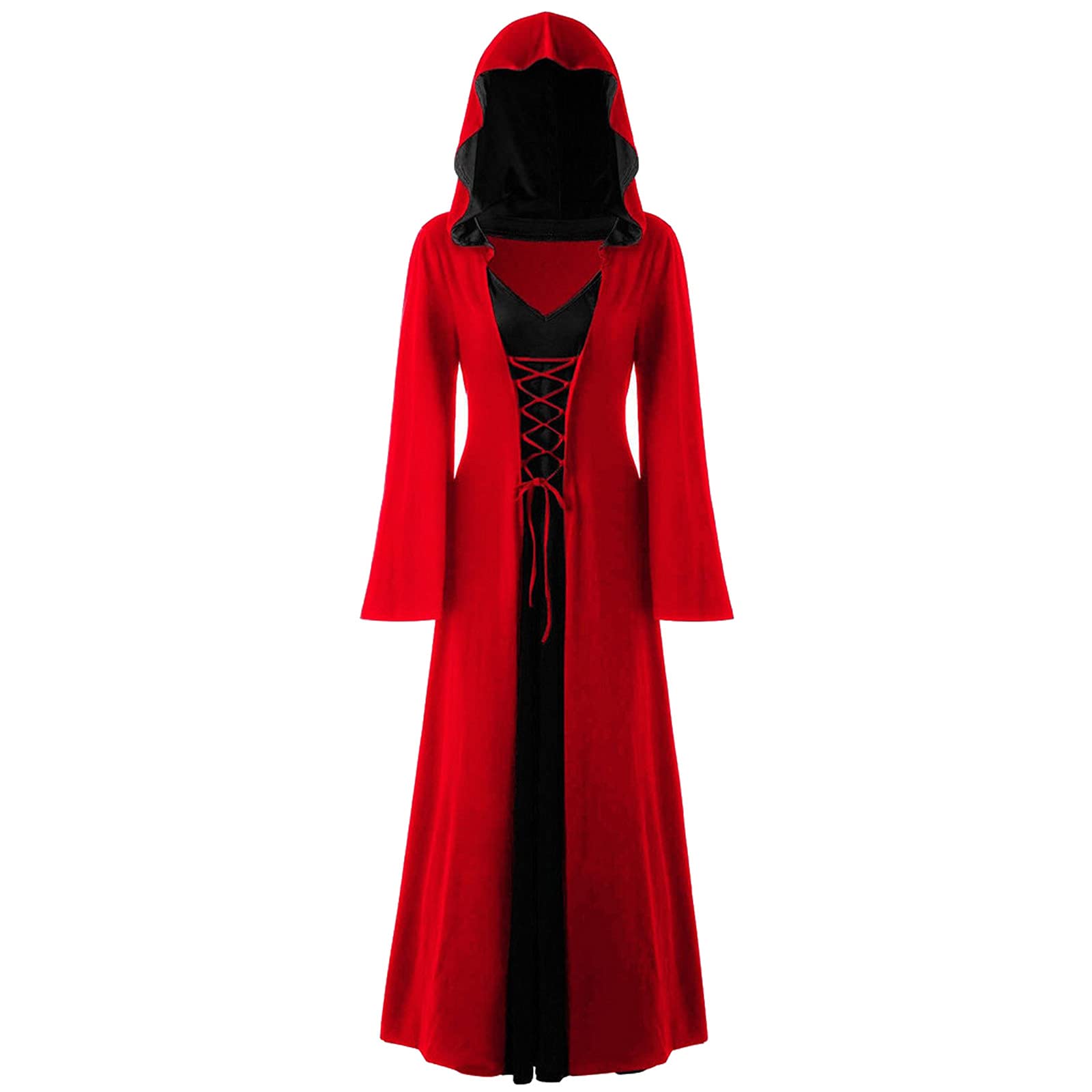 BEUU Women's Gothic Hooded Dress - Medieval Corset Renaissance Victorian Costume for Halloween, Cosplay, LARP & Fairy Themed Parties | Elegant Gothic Fashion for Women