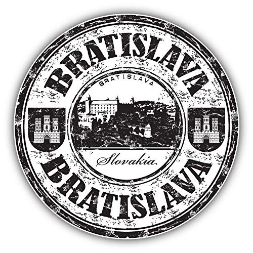 Bratislava Slovakia Grunge Travel Stamp Vinyl Decal Sticker - Waterproof Car Decal Bumper Sticker 5 Inch - Perfect for Laptops, Cars, Windows & Travel Scrapbooking