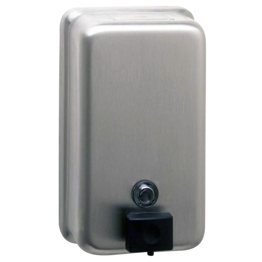 Bobrick B2111 ClassicSeries 40 oz. Wall-Mounted Soap Dispenser - Satin Finish for Commercial & Public Restrooms
