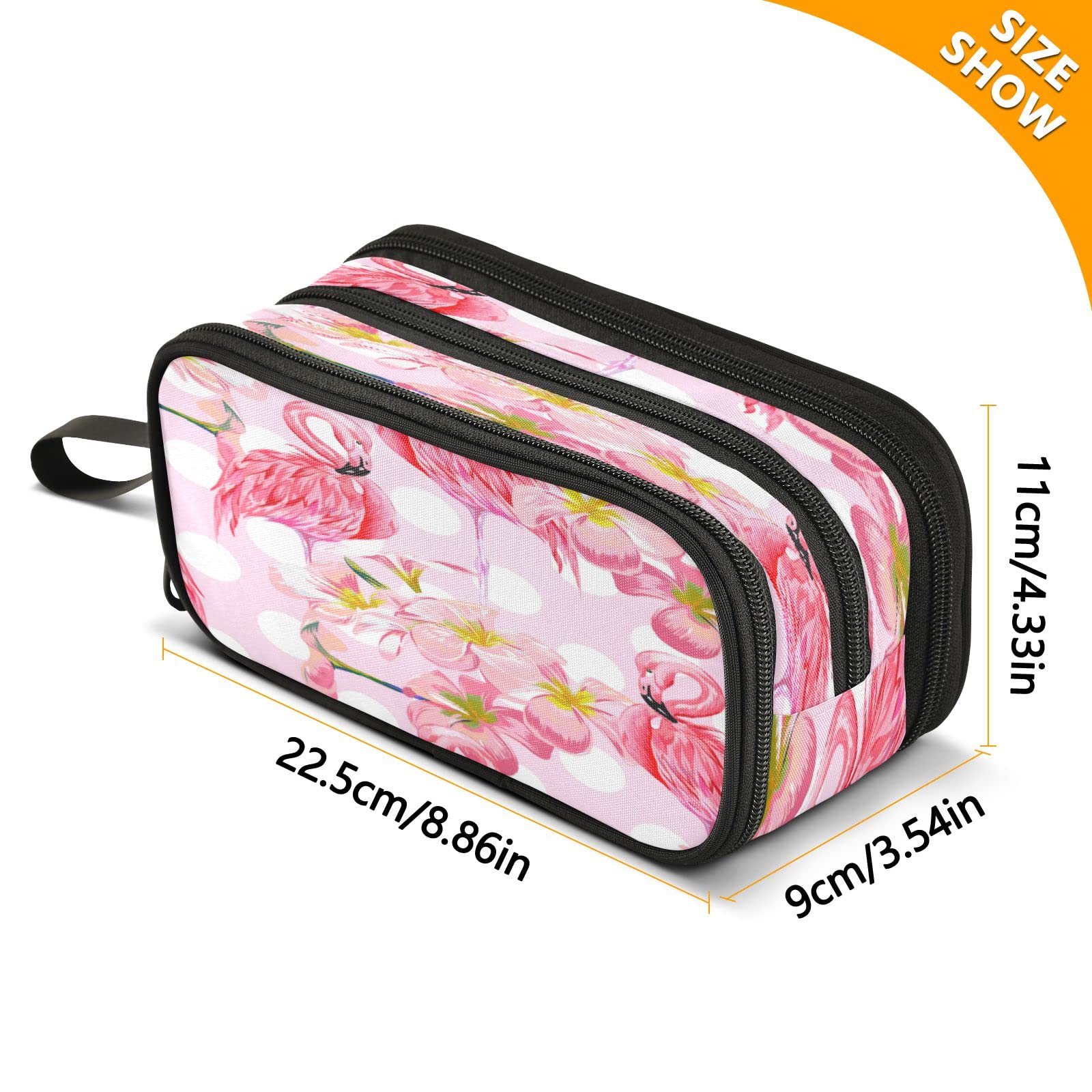ALAZA Flamingo Polka Dot Pencil Case - Cute Bird Design Pen Holder Pouch for School, Office & Student Supplies | Perfect for Backpack Organization & Gift Giving