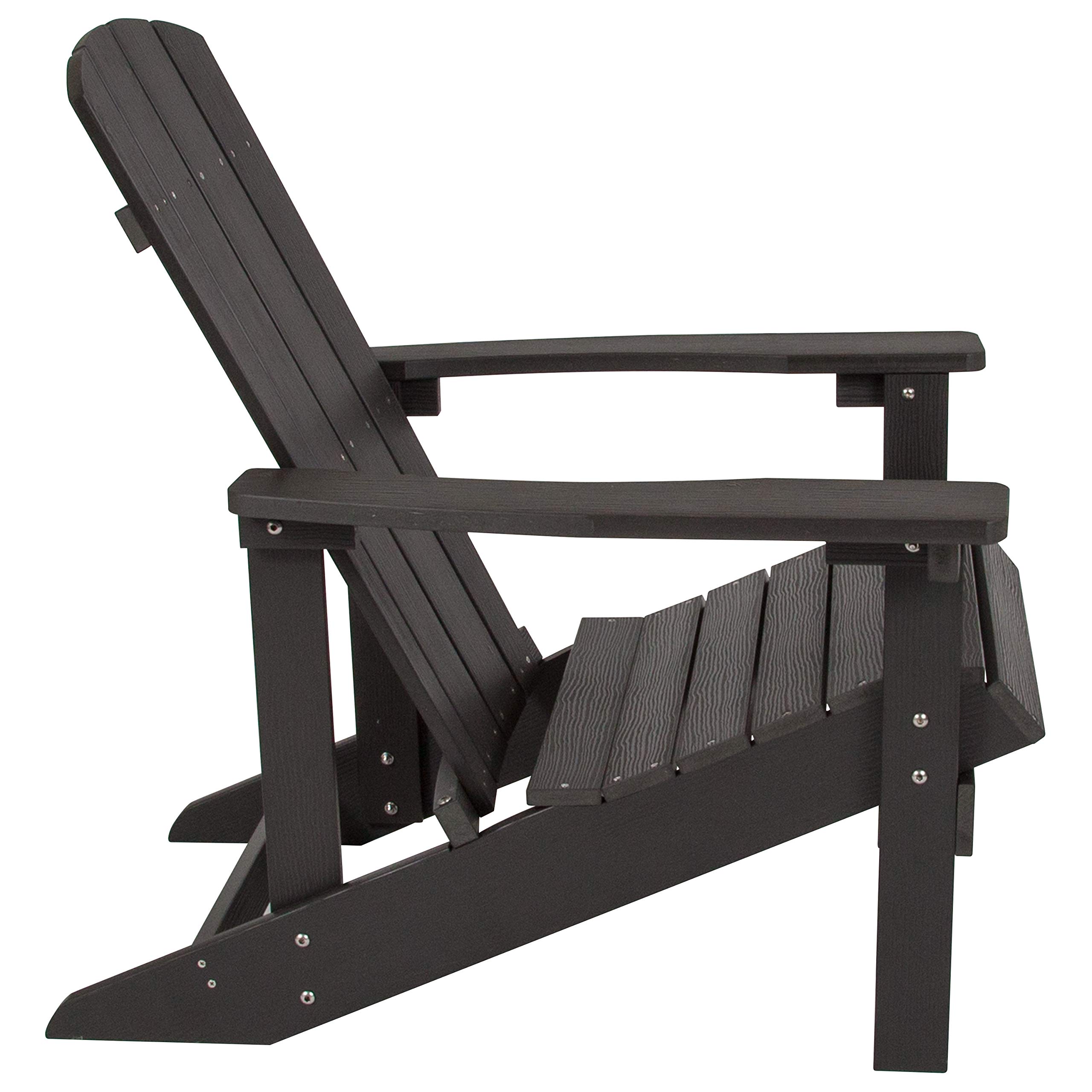 Flash Furniture Charlestown Commercial Grade Indoor/Outdoor Adirondack Chair - Weather Resistant Durable Poly Resin Deck & Patio Seating in Slate Gray - Perfect for Backyards, Poolside Lounging & Beach Houses