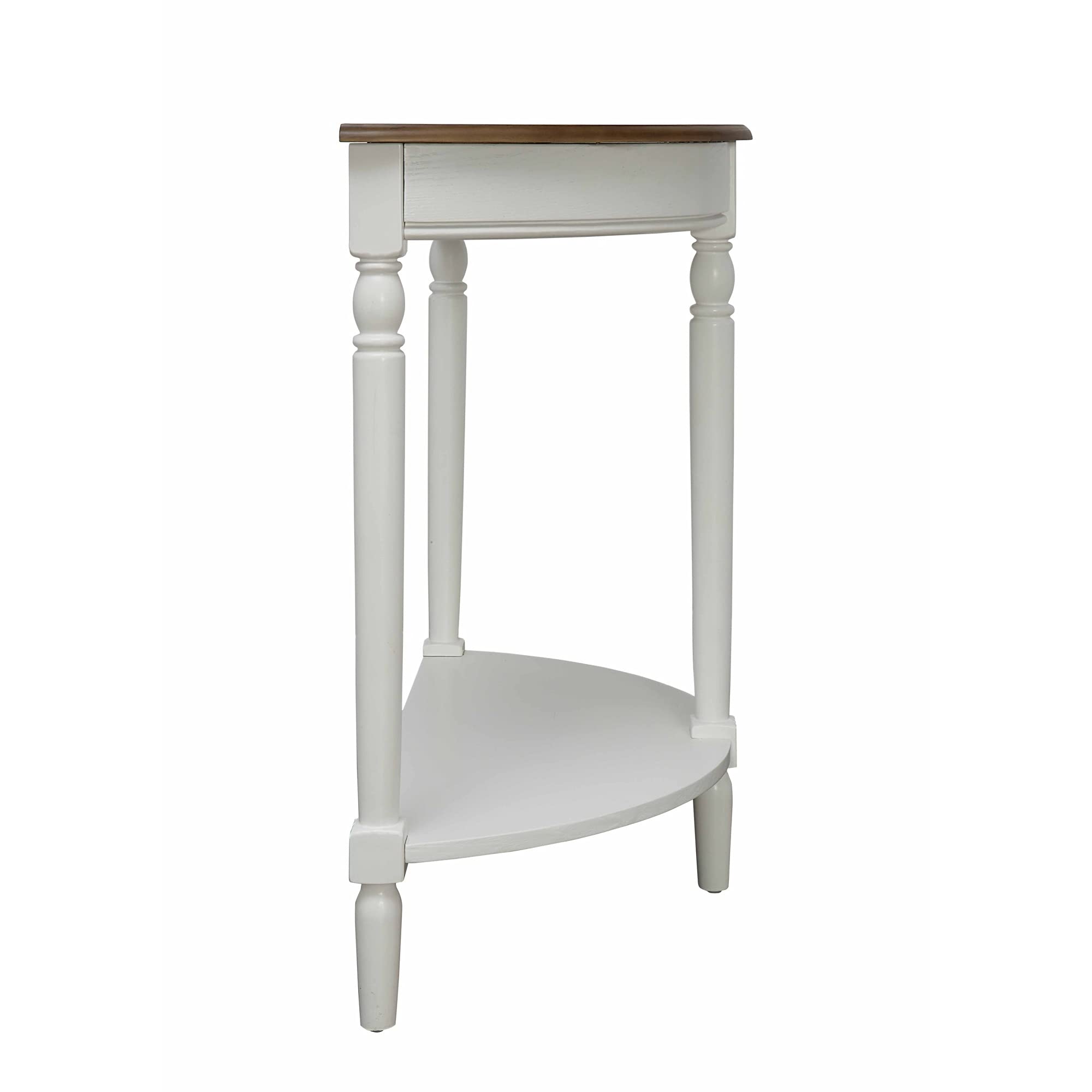 French Country Half-Round Entryway Table with Shelf - Rustic Wooden Console Table for Hallway, Living Room & Foyer Decor - Perfect for Small Spaces & Home Organization
