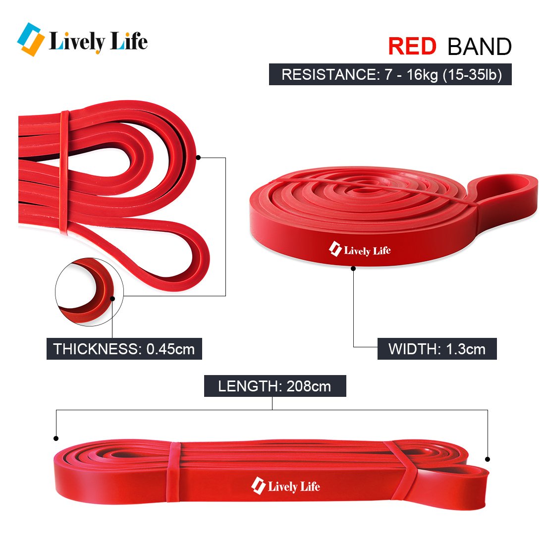 Lively Life Long Resistance Bands Set - Heavy Duty Pull Up Assist Bands for Men & Women - Home Gym Workout Equipment for Yoga, Pilates, Crossfit, Assisted Pull Ups & Strength Training - Perfect for Home Exercise, Gym Workouts & Physical Therapy