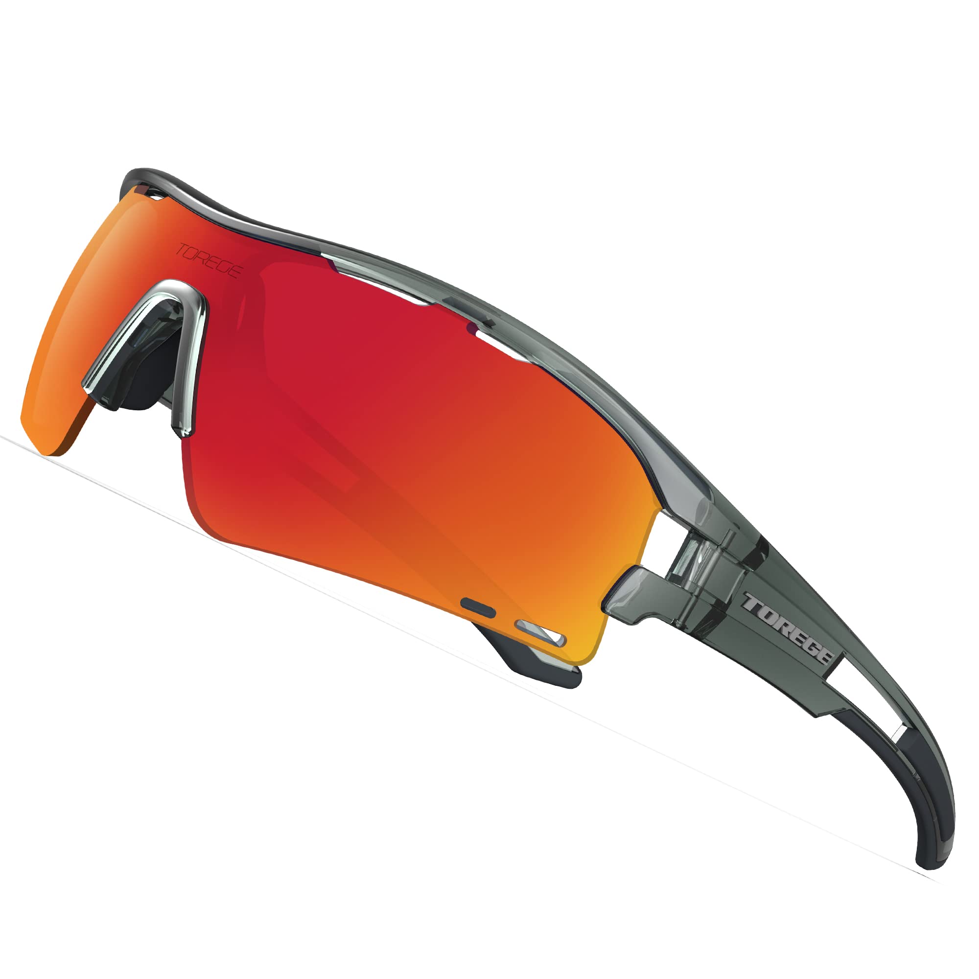 TOREGE Polarized Sports Sunglasses for Men & Women - UV Protection, TR30 Frame with 3 Interchangeable Lenses - Perfect for Running, Cycling & Outdoor Activities