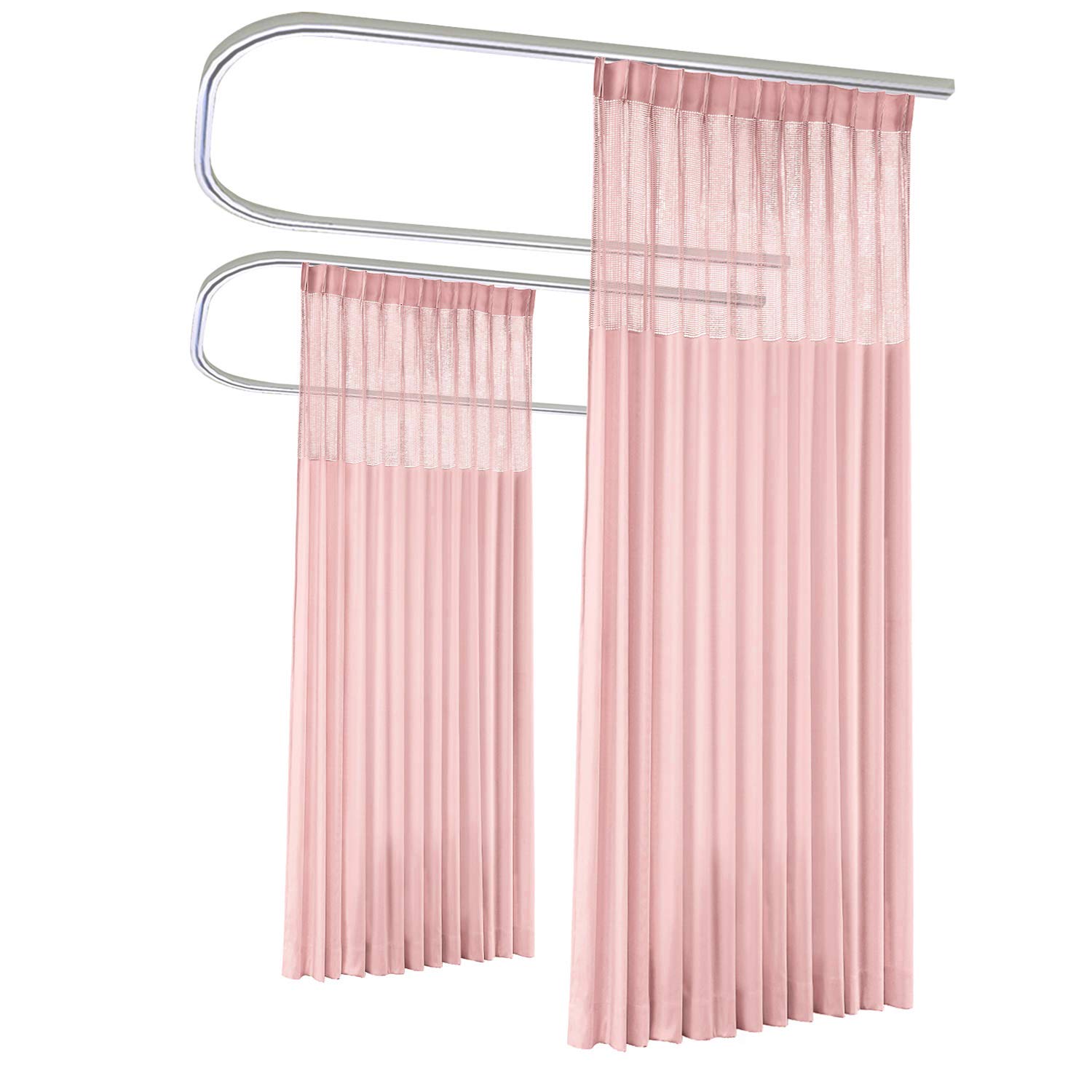 TWOPAGES 15ft Wide x 7ft Tall Pinch Pleated Flame Retardant Room Divider Curtain - Privacy Partition for Hospitals, Offices & Events (1 Panel, Pink) - Perfect for Creating Private Spaces in Medical Facilities, Conference Rooms & Trade Shows