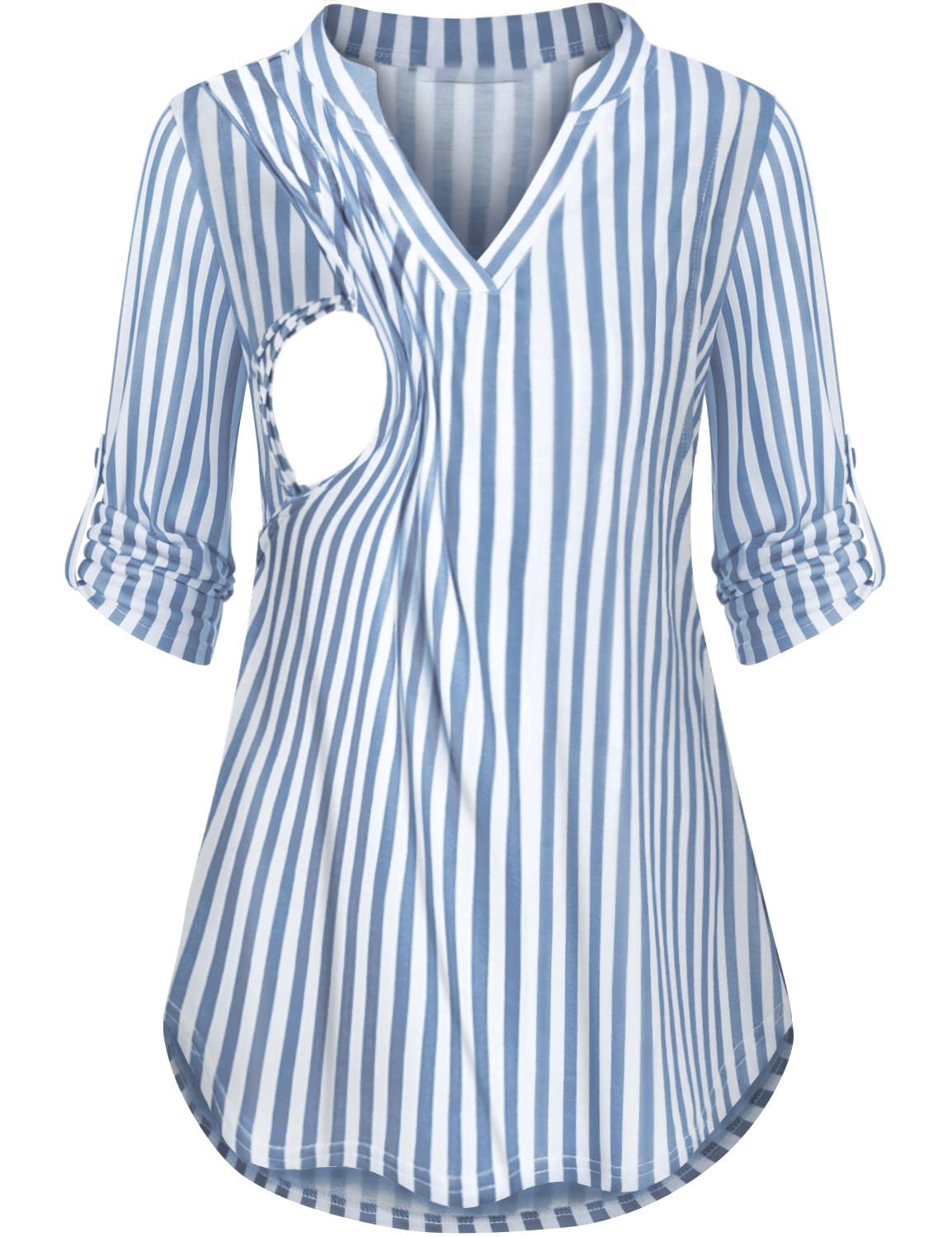 Women's Nursing Top Long Sleeve Breastfeeding Shirt - Maternity Work & Casual Clothes for Nursing Moms - Perfect for Office, Outings and Comfortable Breastfeeding