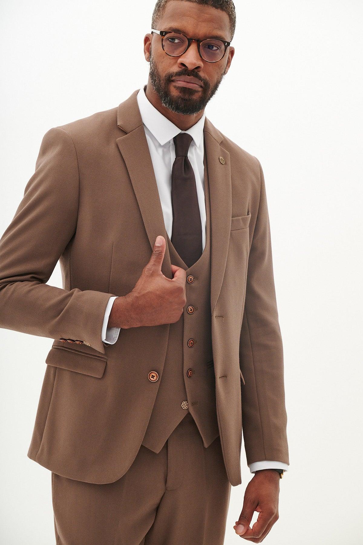 West Bromwich Albion FC Official HM5 Tan Tailored Suit - Premium Football Fan Attire for Men | Perfect for Match Days, Weddings & Formal Events
