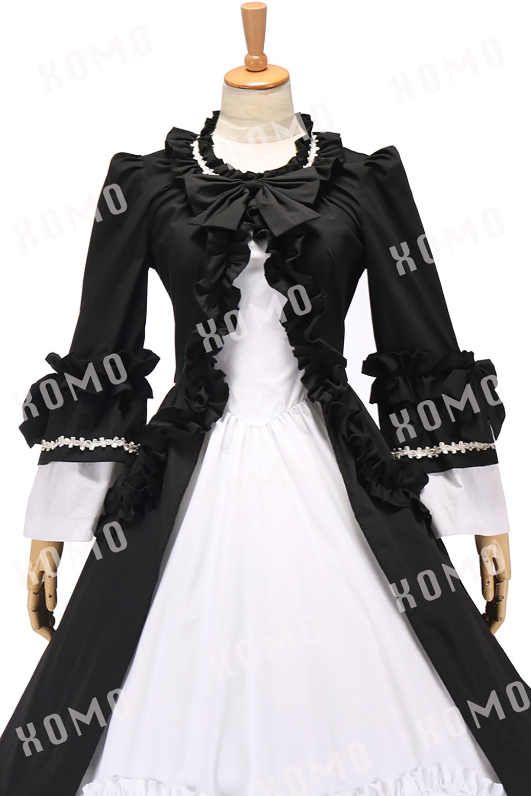 Elegant Colonial Renaissance Vintage Gothic Lolita Ball Gown - Black & White Cotton Dress for Cosplay, Tea Parties & Victorian Events