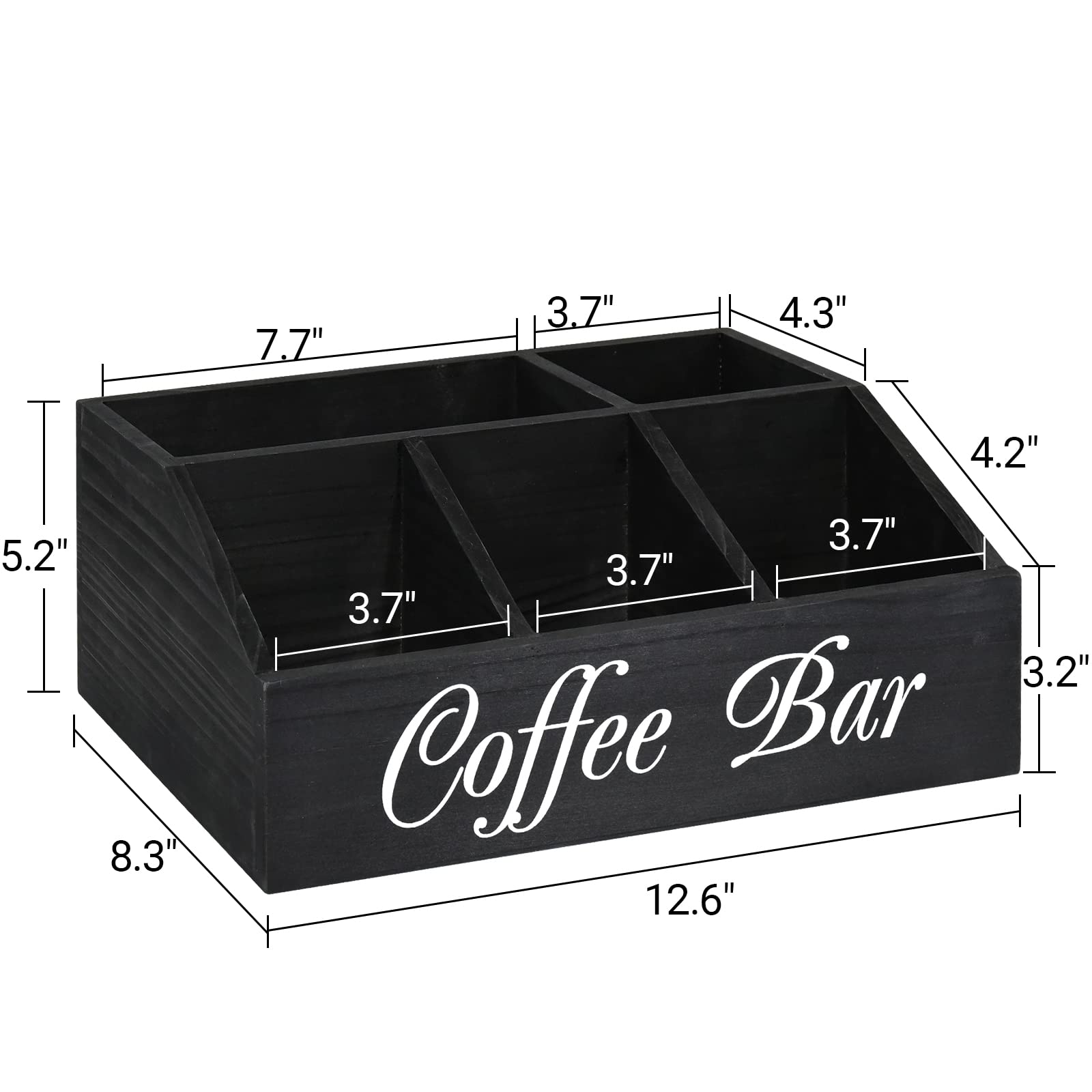 Wooden Coffee Station Organizer - Countertop Pods Holder & Tea Condiment Storage Basket - Coffee Bar Decor for Accessories - Perfect for Kitchen Counter & Home Coffee Bar Setup