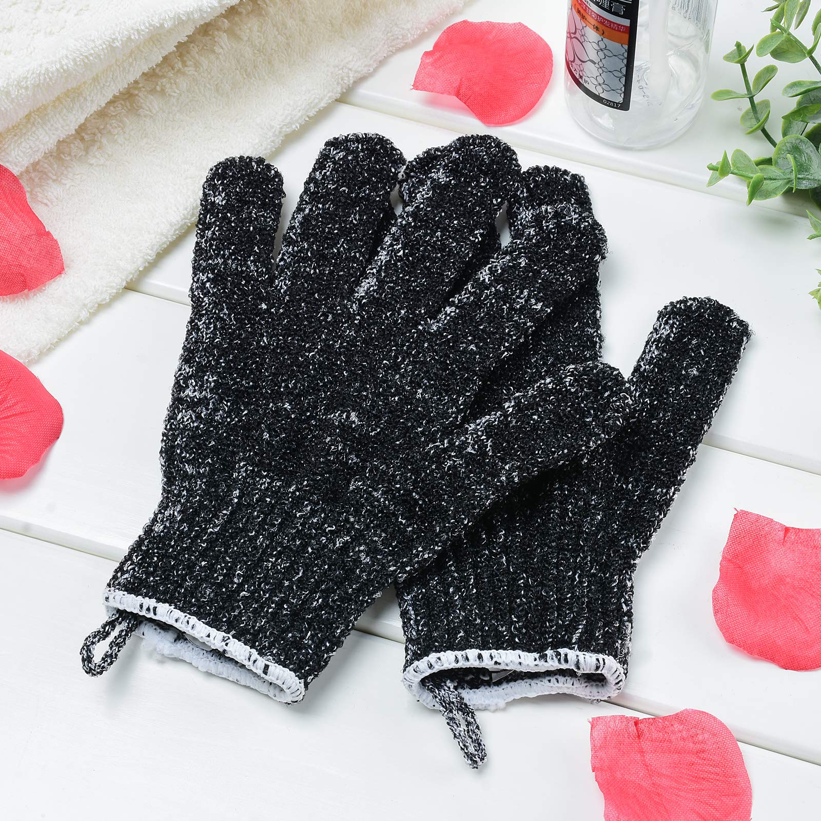 4 Pairs Exfoliating Gloves for Shower & Spa - Premium Body Scrubber Gloves for Dead Skin Removal & Deep Cleaning - Perfect for Home Spa, Massage & Dry Brushing Routine