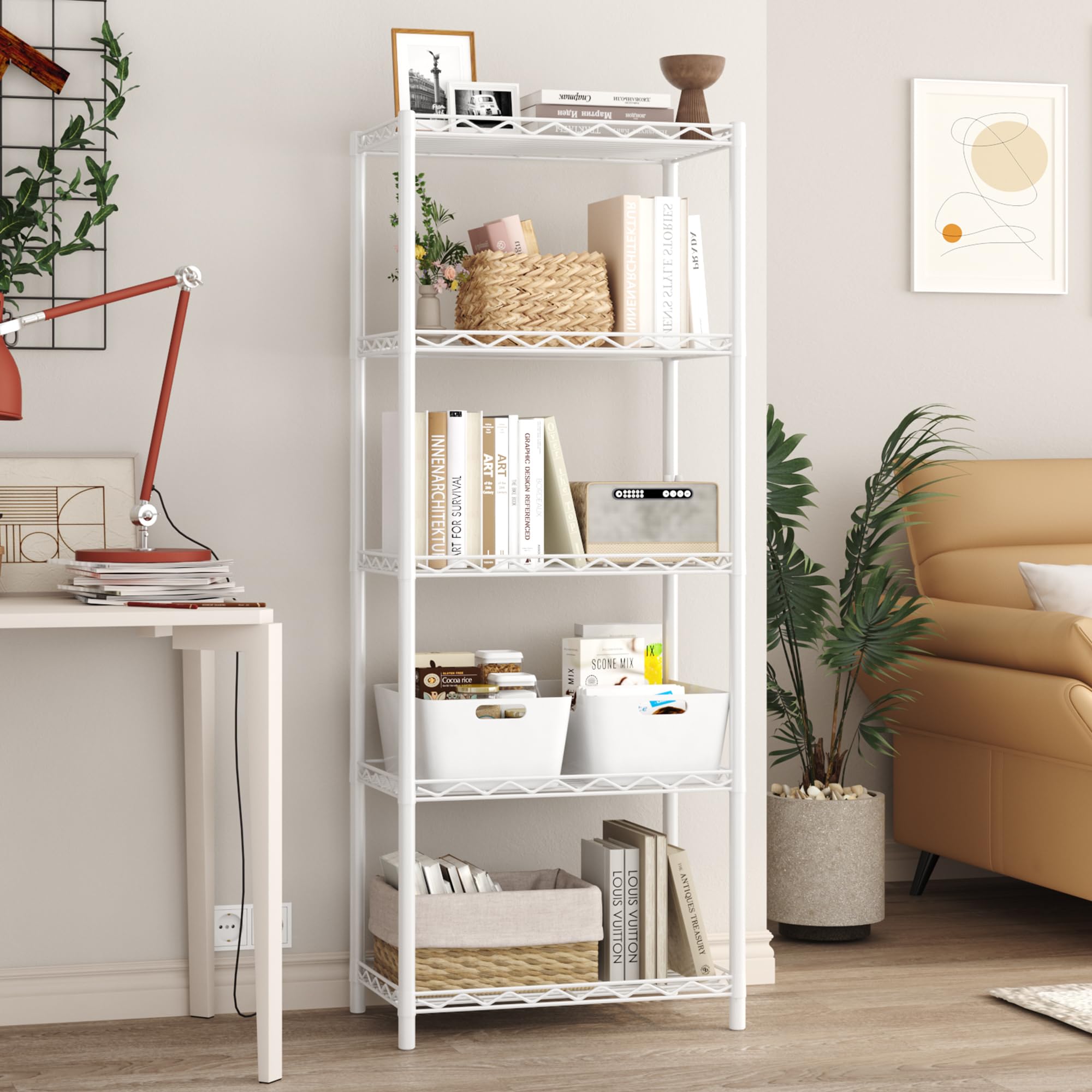 HOMEFORT 5-Tier Heavy Duty Metal Wire Shelving Unit - 21