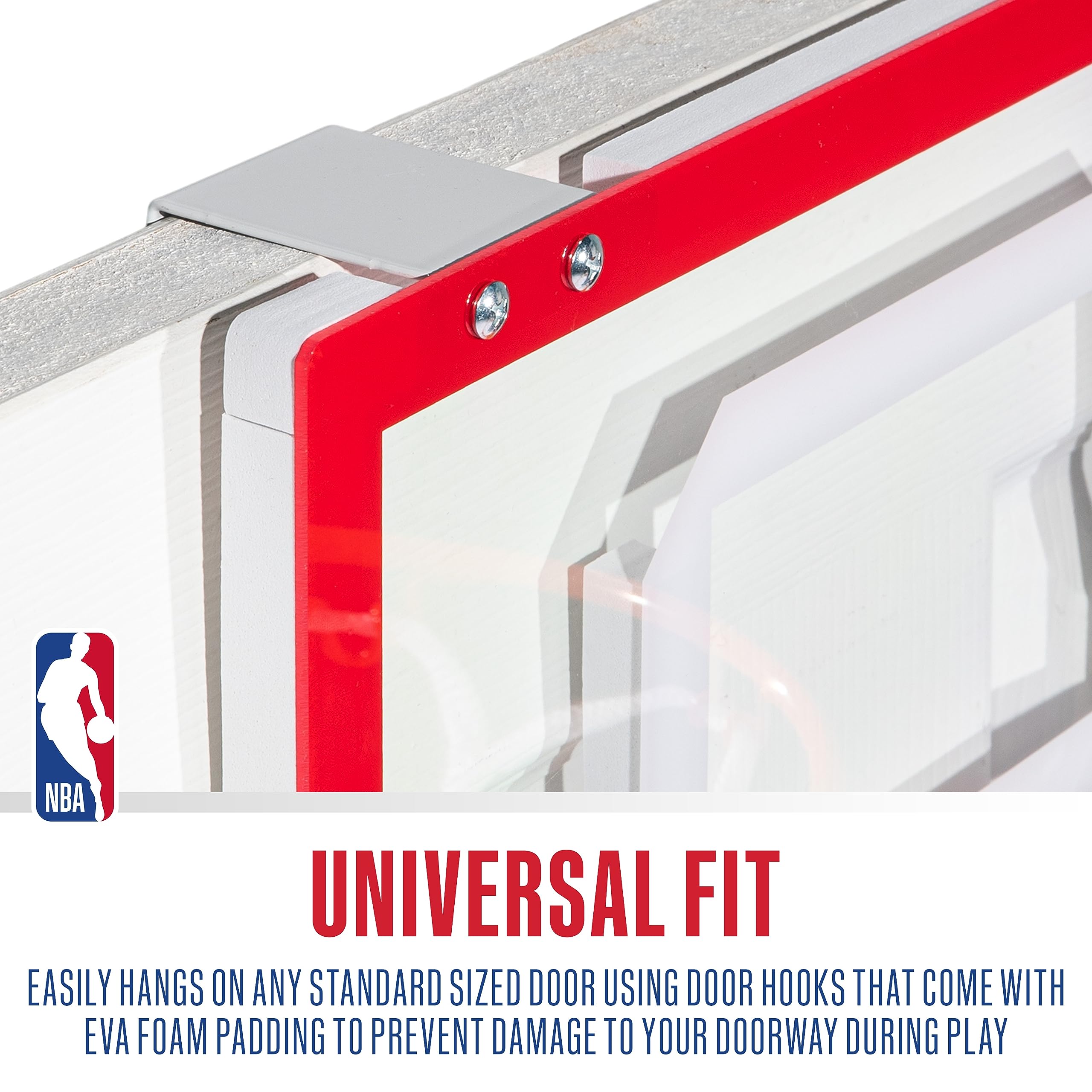 Franklin Sports NBA Over The Door Mini Basketball Hoop Set - Indoor Basketball Game for Kids with 30 Team Stickers - Perfect for Bedroom, Office & Playroom Fun - Great Gift for Young NBA Fans