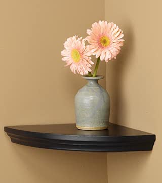 VIL1212OK Solid Oak Wood Corner Shelf - Rustic Wall Mounted Storage for Kitchen, Bathroom & Living Room - Perfect for Displaying Decor, Books & Plants