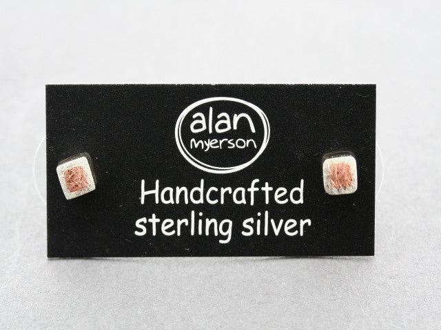 Sterling Silver & Copper Square Stud Earrings for Women - Elegant & Hypoallergenic Jewelry for Everyday Wear & Special Occasions