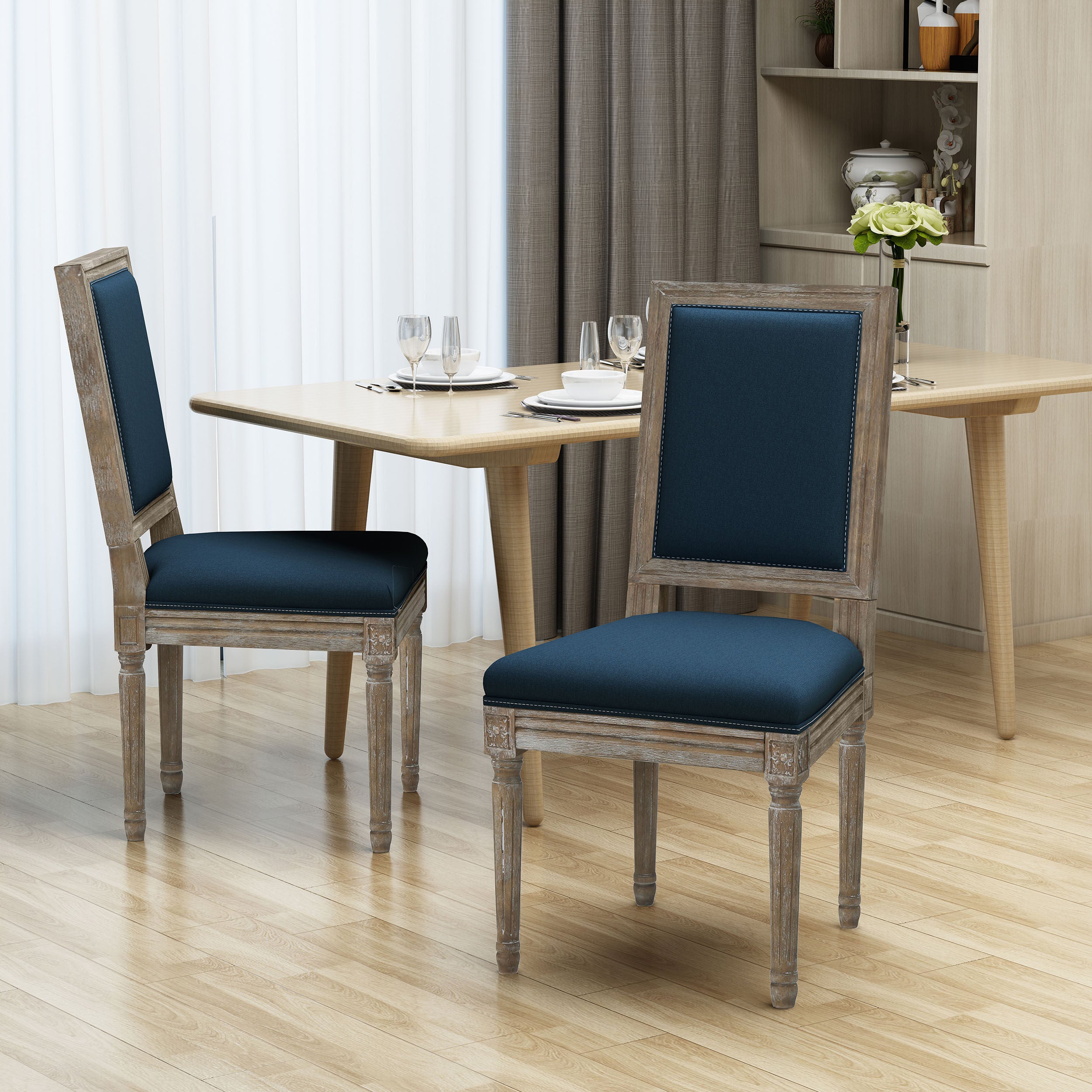 Modern Dining Chairs Set of 2 - Sturdy Wooden Kitchen Chairs with Padded Seats - Perfect for Dining Room, Kitchen, Breakfast Nook & Small Spaces