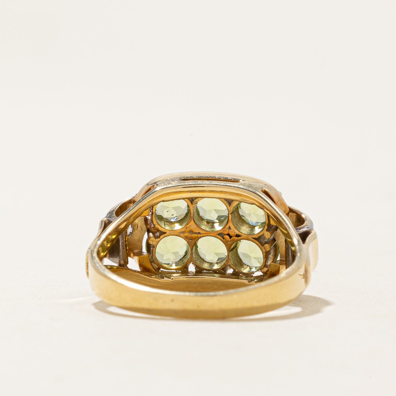 Peridot & Diamond Grid Ring - 1.50ctw Peridot & 0.06ctw Diamond - Size 5.5 - Elegant Green Gemstone Jewelry for Women - Perfect for Weddings, Anniversaries & Special Occasions