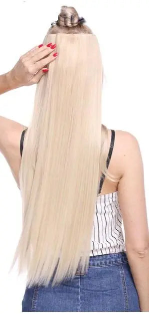 Extra Long Straight 5 Clip-in One Piece Synthetic Hair Extensions - Perfect for Daily Styling, Parties & Special Occasions