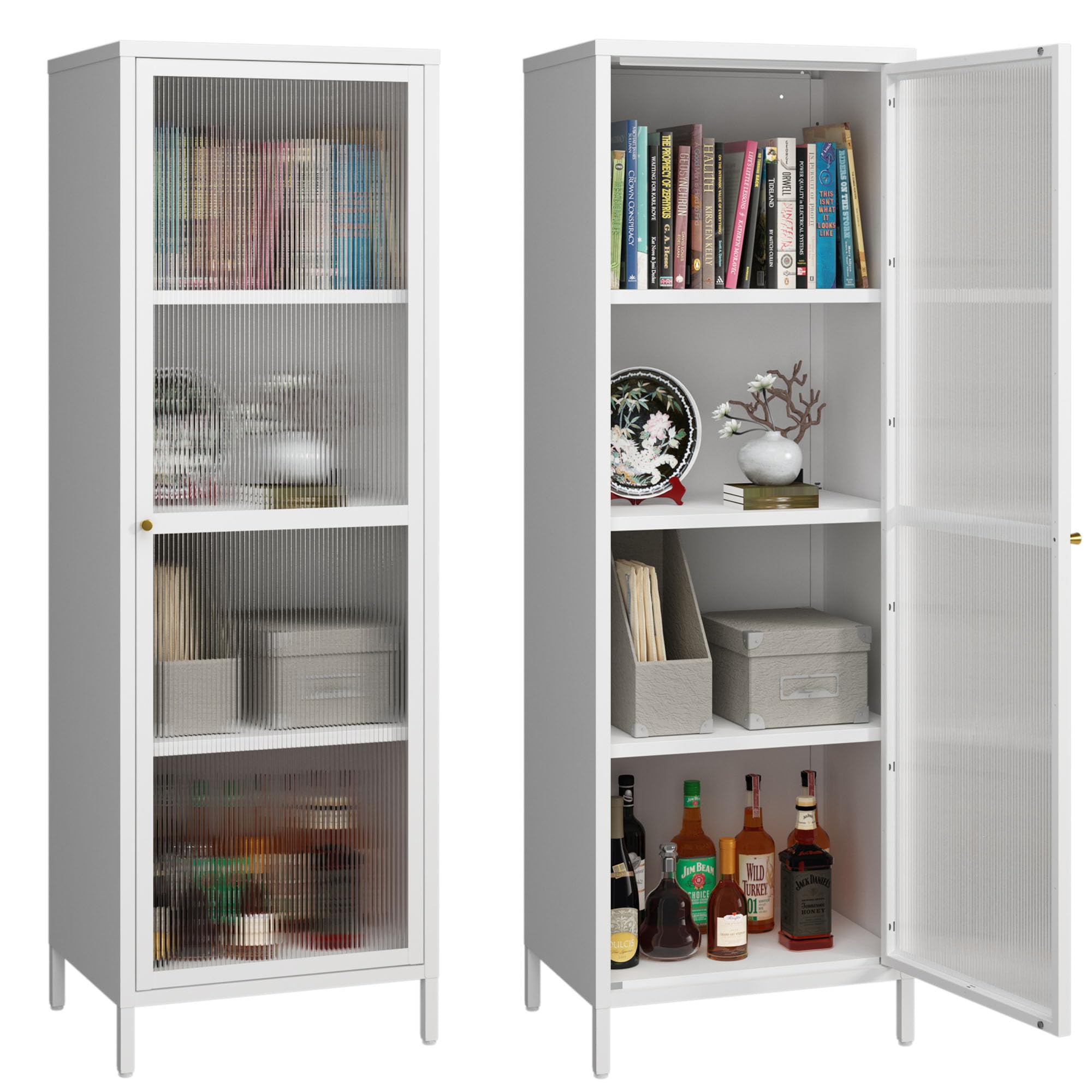 Sturdy Metal Storage Cabinet with 3 Adjustable Shelves - 59.06