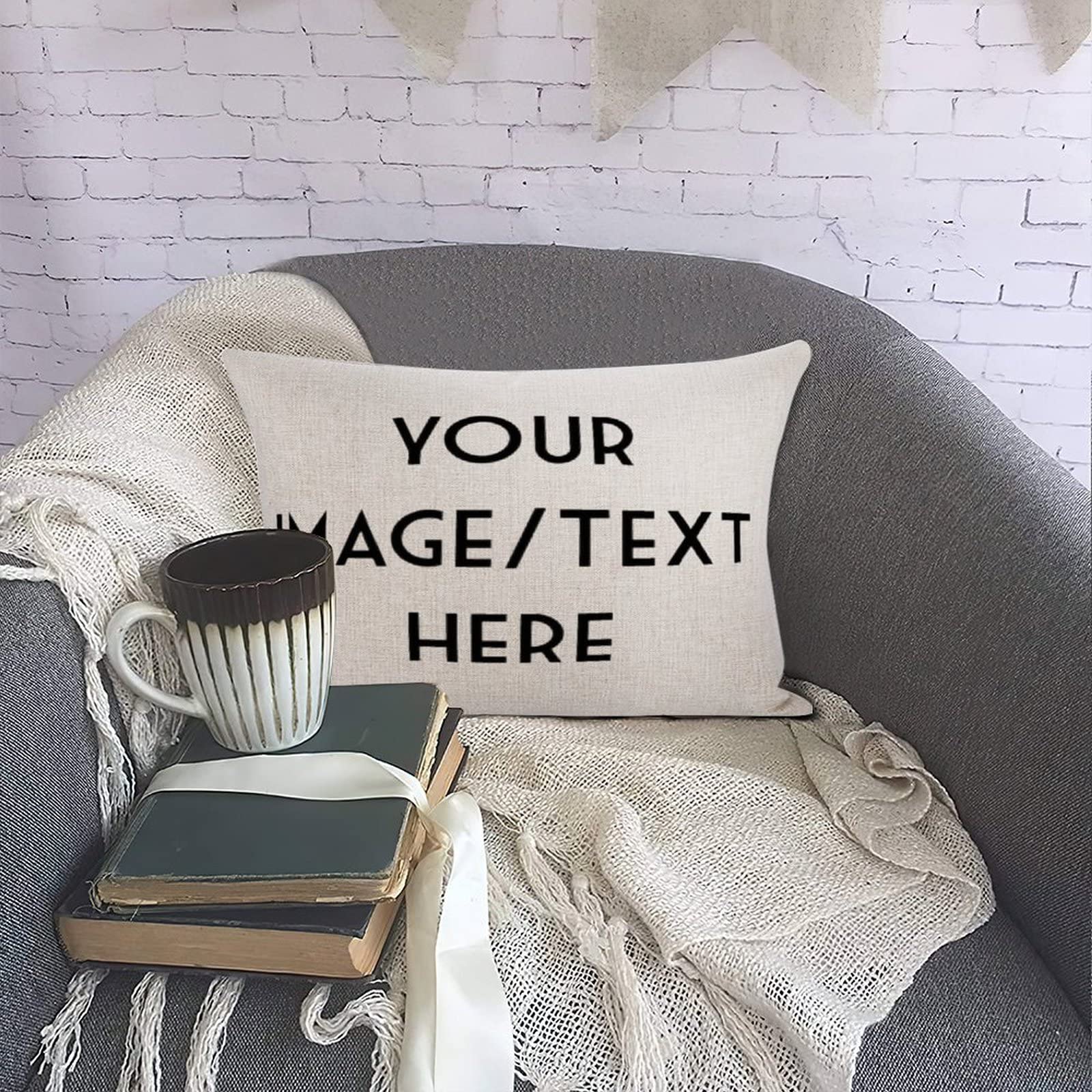 Custom Personalized Decorative Throw Pillow Cover - Rectangle Cotton Linen Cushion Case for Sofa, Couch & Car Decor - Unique Home & Vehicle Accessories for Living Room, Bedroom & Travel Comfort