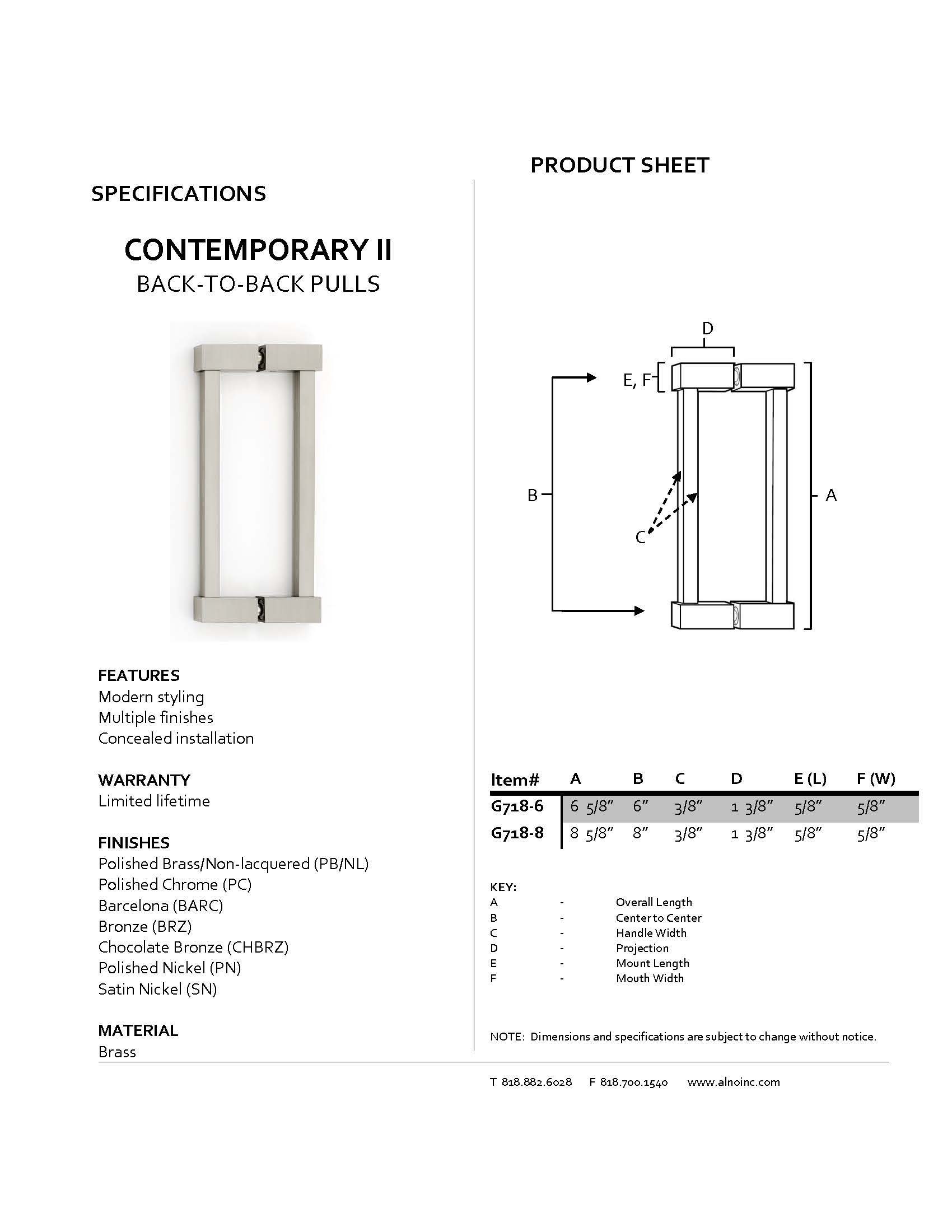 G718-6-BRZ Contemporary II Modern Back-To-Back Pull Handle - Bronze Finish for Kitchen Cabinets, Dressers & Furniture Hardware