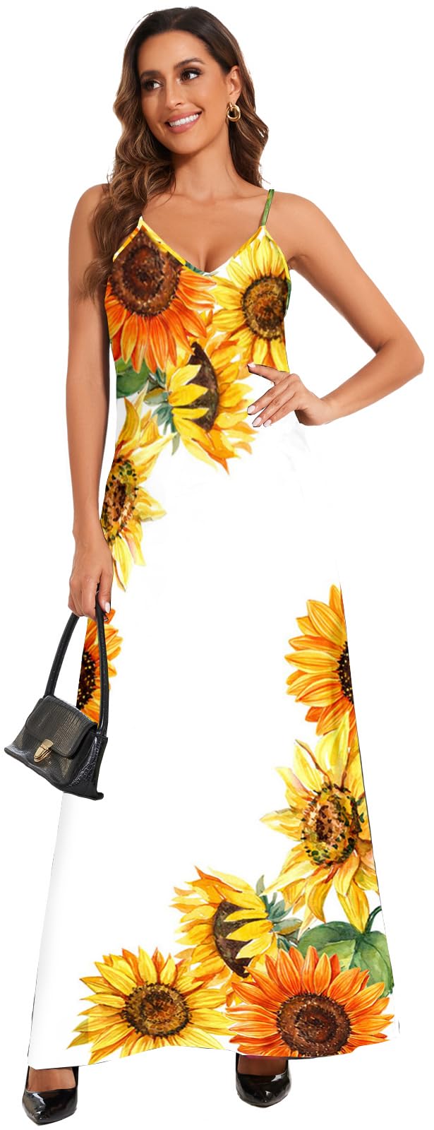 Stylish Women's Summer Maxi Dress - Sexy Striped Sleeveless Sundress, Plus Size Casual Long Dress with Colorful Floral Print | Perfect for Beach Vacation, Pool Party & Date Night