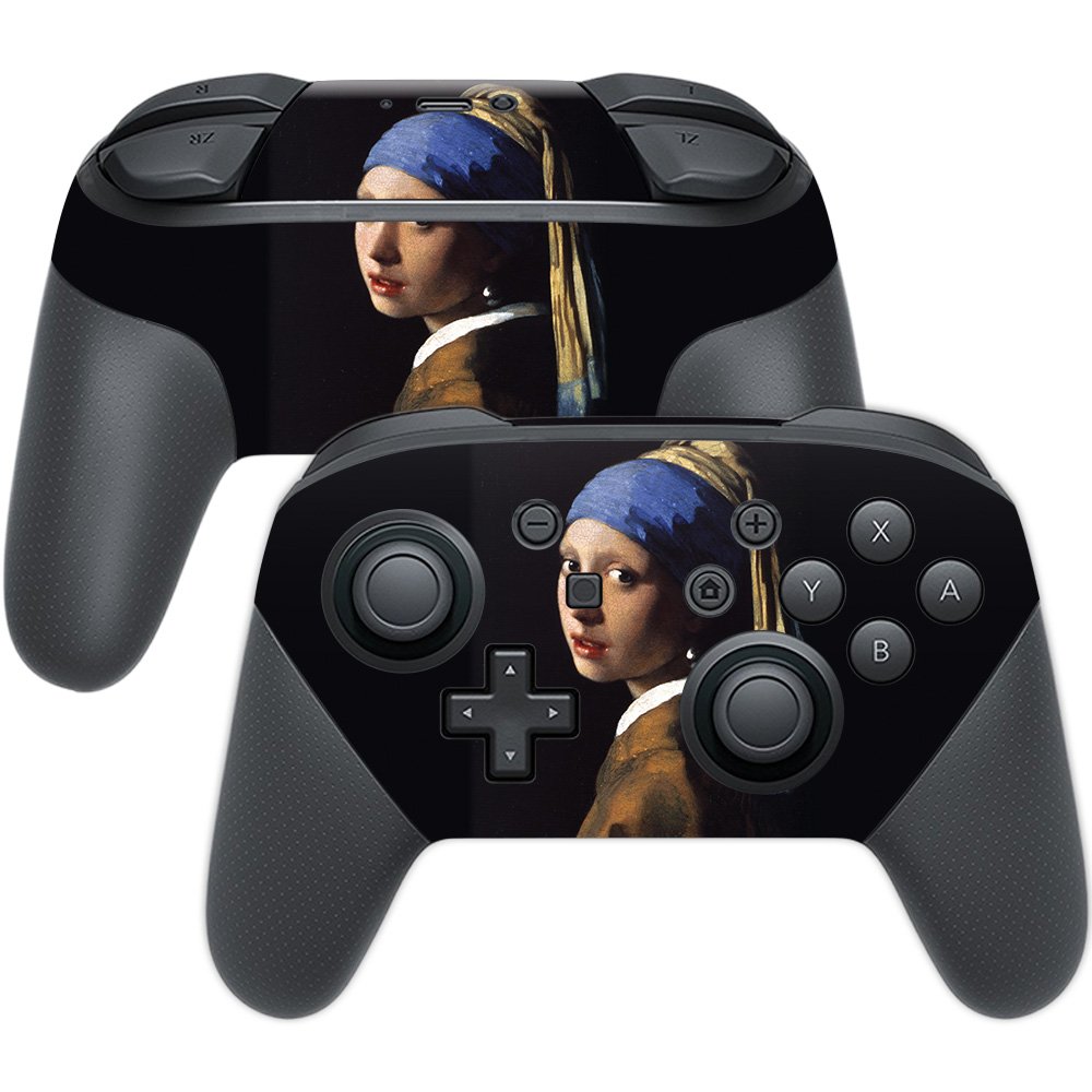 MightySkins Vinyl Skin Cover for Nintendo Switch Pro Controller - Girl with Pearl Earring Design | Protective, Durable, Customizable Wrap | Easy to Apply & Remove | Made in USA | Perfect for Gaming, Collectors & Art Enthusiasts