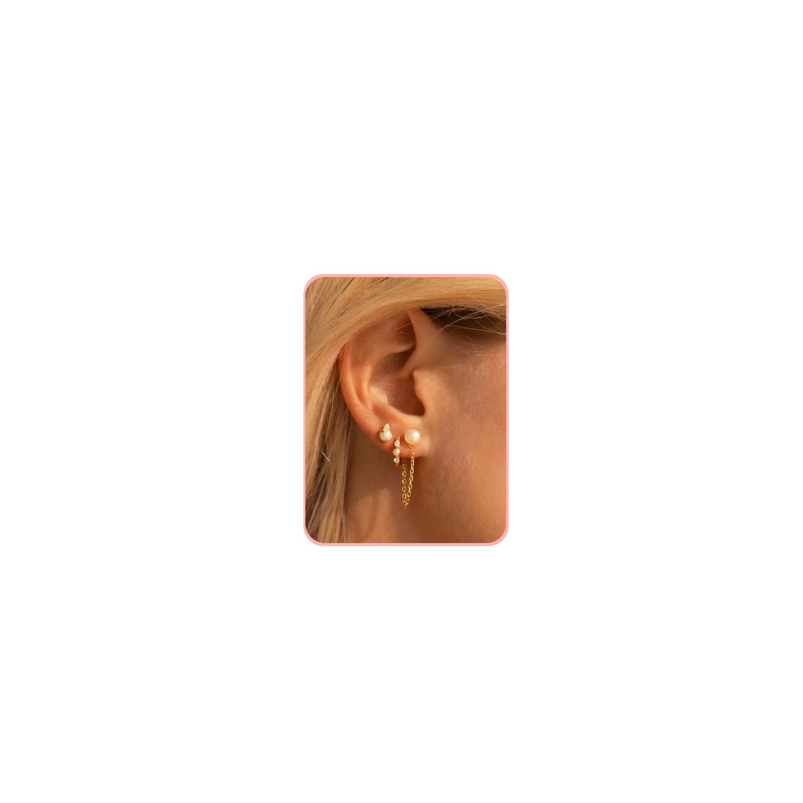 14K Gold Hoop Earrings for Women - Trendy Pearl Huggie Earrings, Dainty Small Hoops, Hypoallergenic Stud Earrings | Perfect Gift for Her, Everyday Wear & Special Occasions