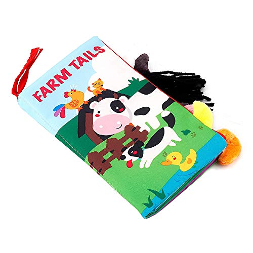 Soft Baby Cloth Books - Interactive Touch & Feel Crinkle Tail Sensory Books for Infants & Toddlers | Durable, Anti-Fade Farm Animal Themed Early Learning Toy | Perfect Baby Shower Gift & Montessori Educational Activity