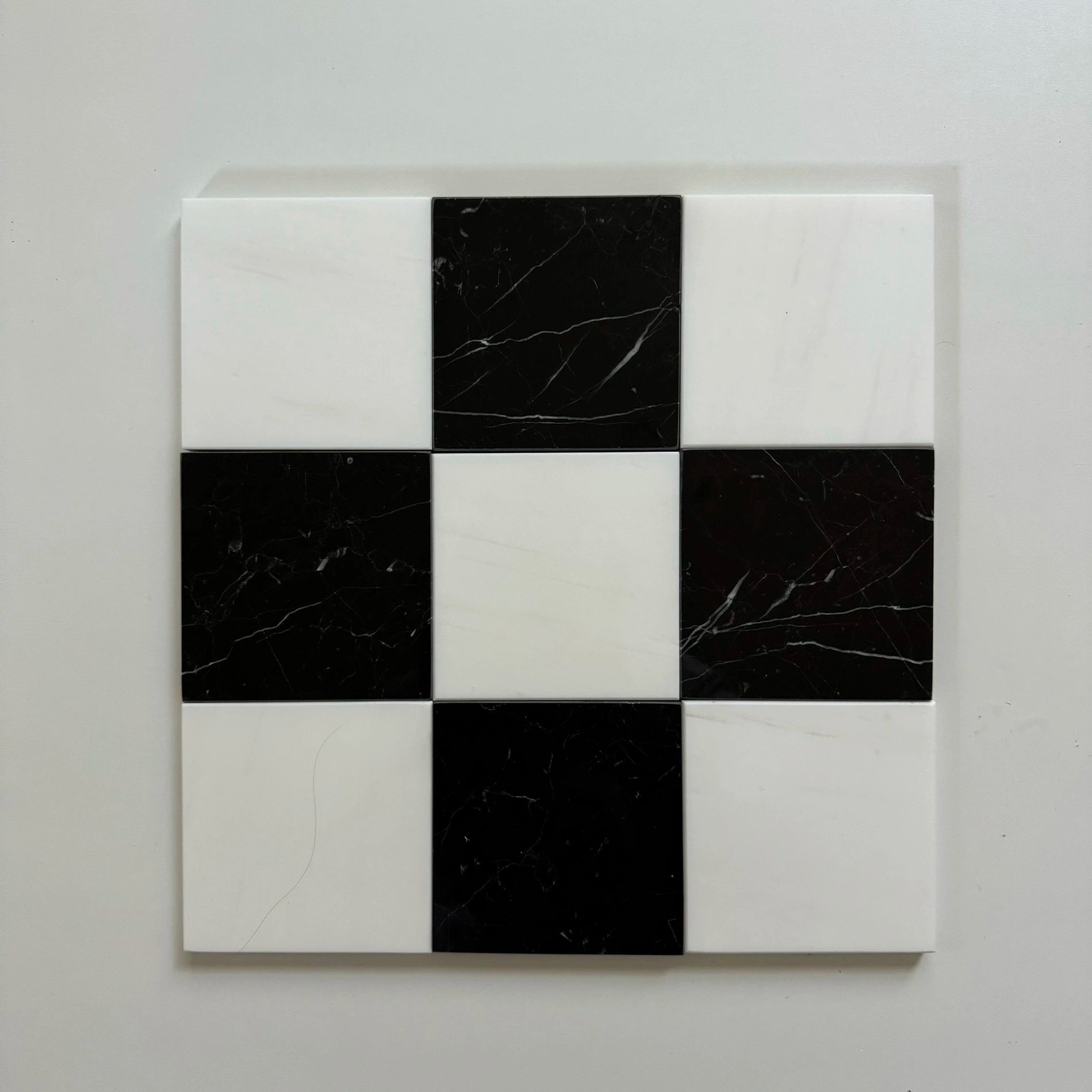 Bianco Dolomite Nero Marquina Checkerboard Tiles - Polished or Honed Marble Flooring for Kitchen, Bathroom & Living Room Decoration