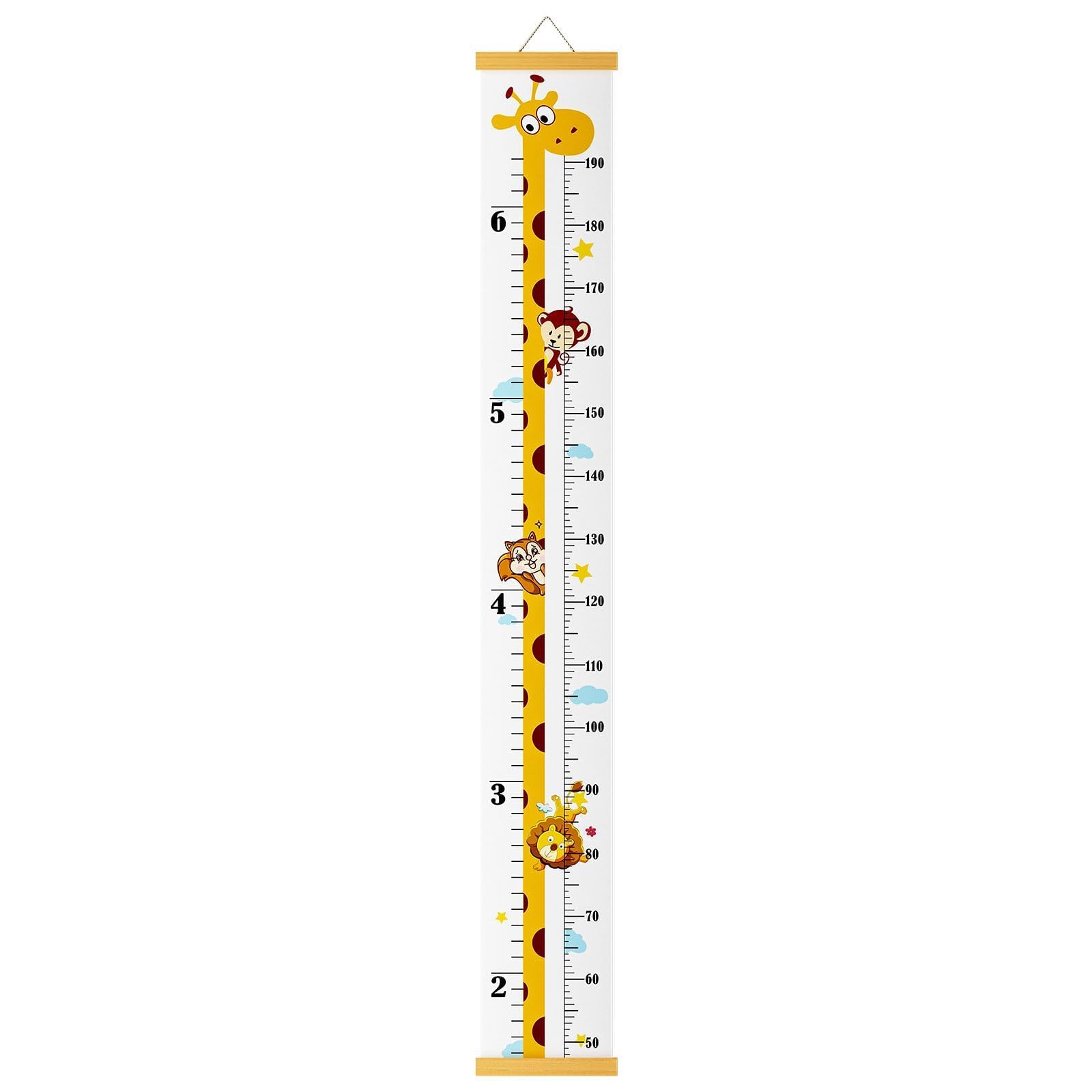 Baby Growth Chart for Kids & Toddlers - Canvas Height Chart for Boys & Girls, Wooden Wall Ruler for Nursery & Bathroom Decor - Waterproof, Hangable & Removable Measuring Tool - Perfect for Tracking Child Development in Bedrooms, Playrooms & Daycare Centers