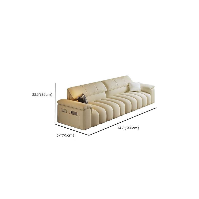 Minimalist Modern 4/5/2 Seater Chalk Sofa with Arms, 2 Pillows & Storage - Stain Resistant Fabric - Perfect for Living Room, Lounge & Small Spaces