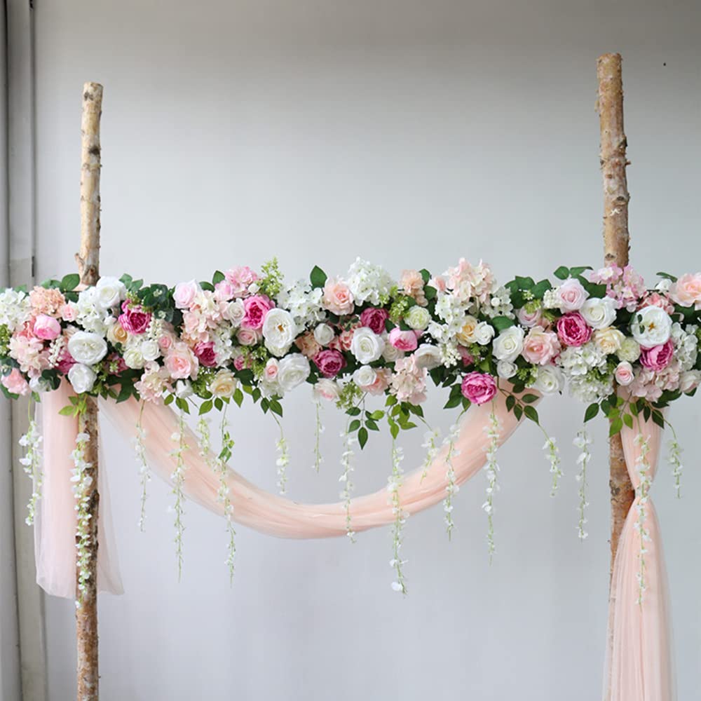 Gdrasuya10 1M Artificial Silk Wedding Arch Flowers - DIY Silk Flower Row for Party, Wedding, Office Decor - Perfect for Backdrop, Ceremony Decorations & Event Styling