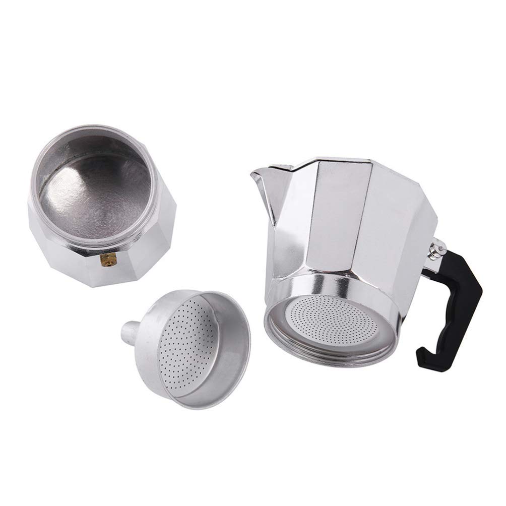 Hemoton Classic Italian Stovetop Espresso Maker - 1 Cup (50ml) Moka Pot for Rich Coffee - Easy to Use & Clean - Perfect for Home, Office & Camping Brewing
