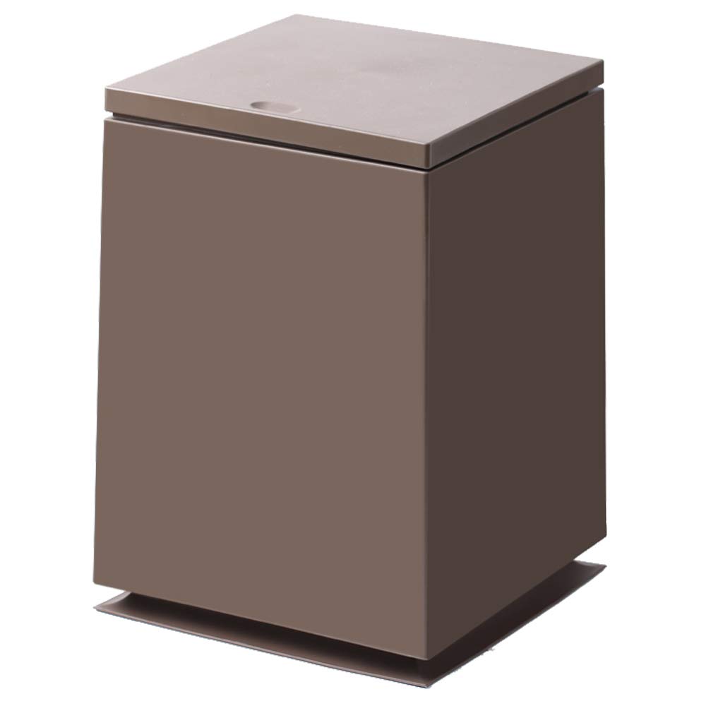 Modern Square Trash Can with Lid - 1.85 Gal/7L Pop Open Waste Basket - Brown Kitchen & Bathroom Garbage Bin - Push Top Design with Removable Liner - Perfect for Home, Office, Bedroom & Bathroom Use