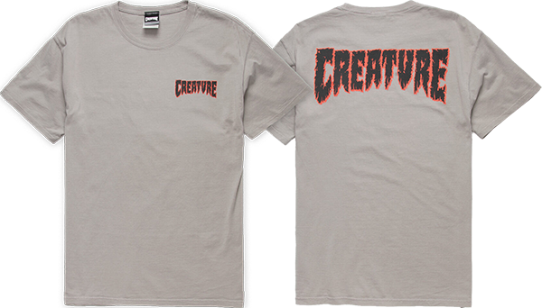 Creature Slaughter Outline Graphic T-Shirt - Concrete Grey | Horror Movie Fan Apparel for Casual Wear & Gifts