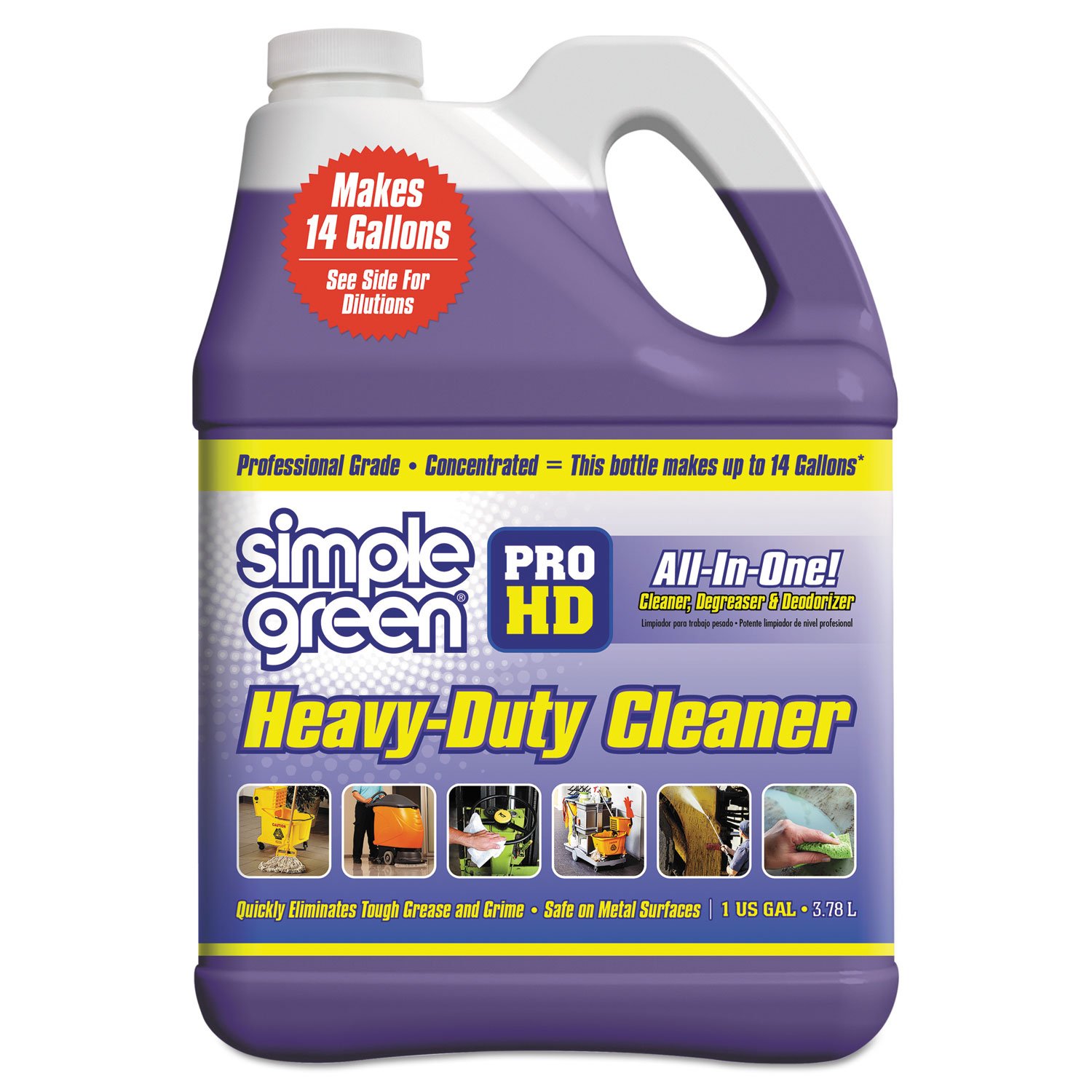 Pro HD Heavy-Duty Cleaner - Unscented 1 Gallon Bottle (4 Pack) - Industrial Strength Degreaser for Garage, Workshop & Commercial Use