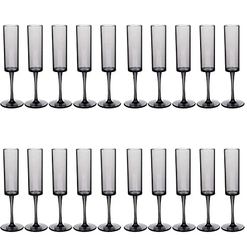 20-Pack Acrylic Champagne Flutes - 165ML Clear Plastic Wine Glasses for Wedding, Party, Home Bar & Events - Shatterproof & Reusable Drinkware (Grey) - Perfect for Toasts, Celebrations & Outdoor Gatherings