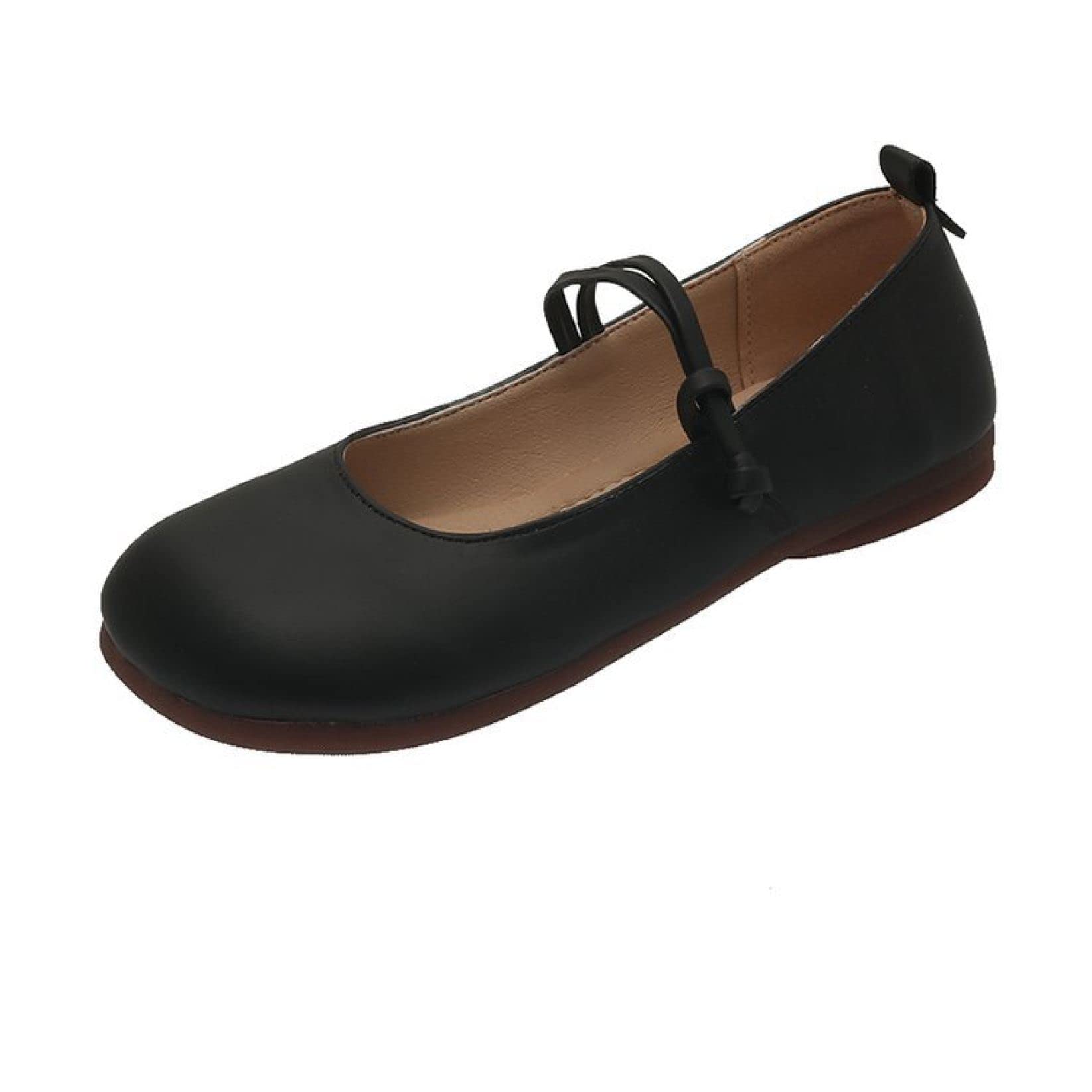 Women's Wide Width Square Toe Flats - Lightweight Mary Janes with Flexible Double Strap - Faux Leather Walking Shoes for Work, Travel & Casual Wear