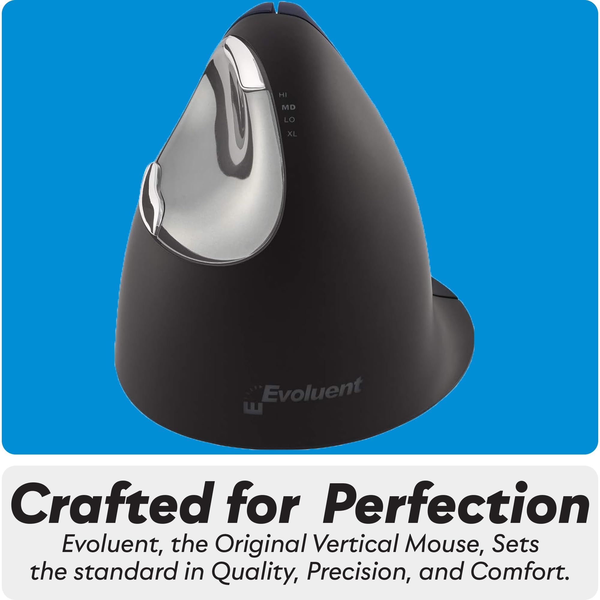 Evoluent VM4RW Vertical Mouse 4 for Right Hand – Ergonomic USB Wired Mouse with Adjustable Speed & Programmable Buttons, Helps Prevent Carpal Tunnel Syndrome | Perfect for Office Work, Gaming & Long Computer Use