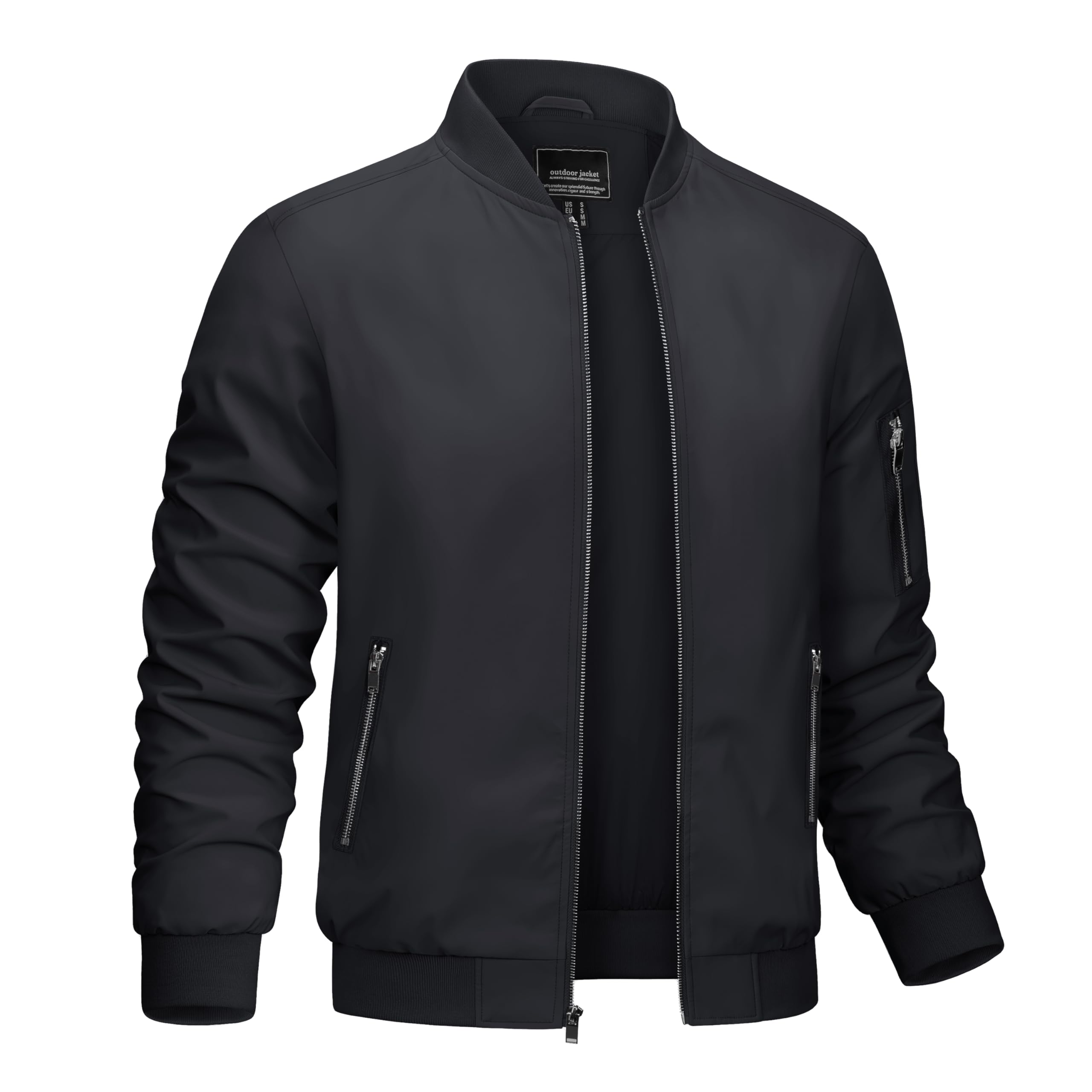 CRYSULLY Men's Lightweight Bomber Jacket - Windproof Full Zip Casual Coat for Spring & Fall | Perfect for Outdoor Activities, Travel & Daily Wear
