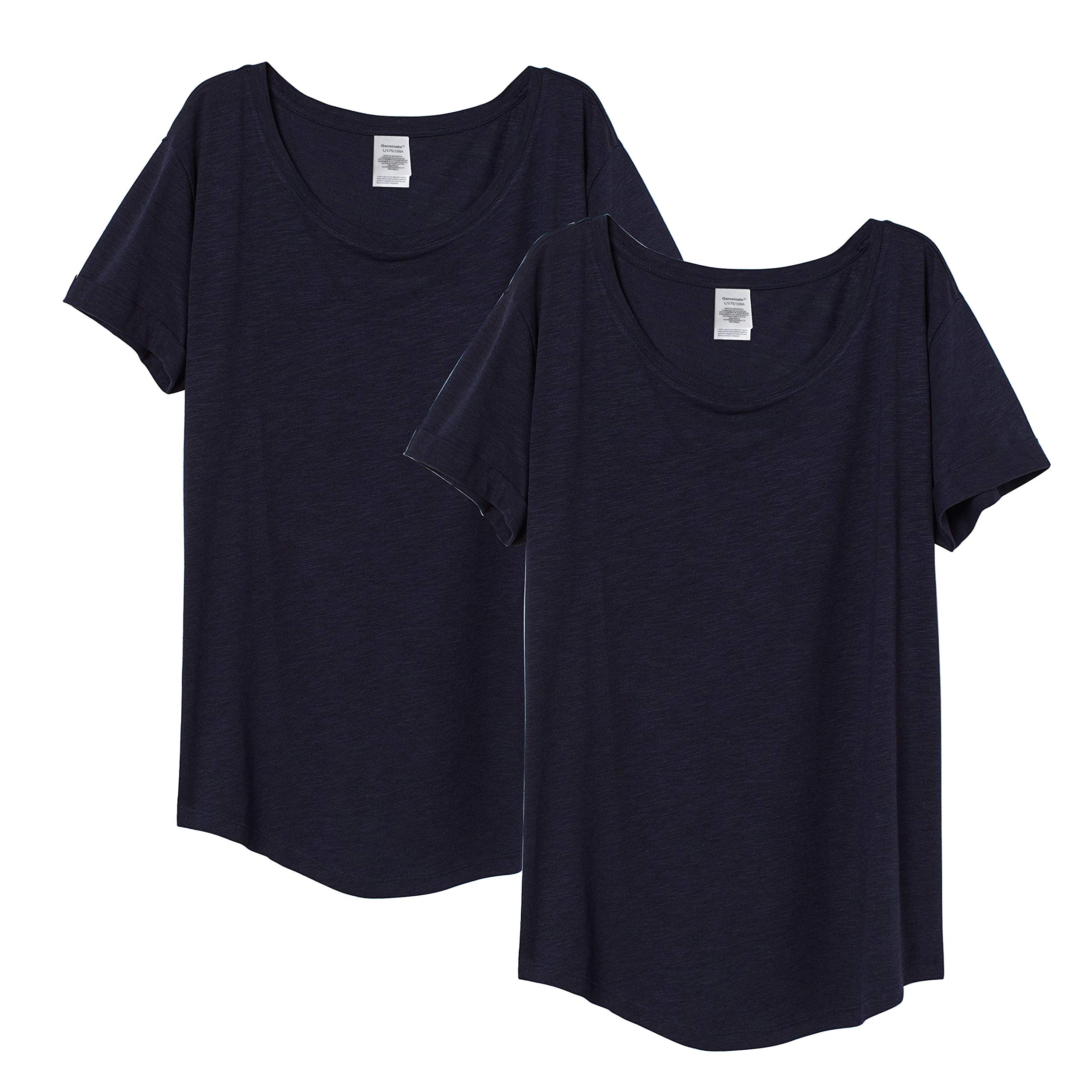 2 Pack Women's Summer T-Shirts - Soft Cotton Plain White & Black Loose Fit Drop Hem Tees - Oversized Plus Size Casual Tops for Everyday Wear, Beach Outings & Lounge Comfort