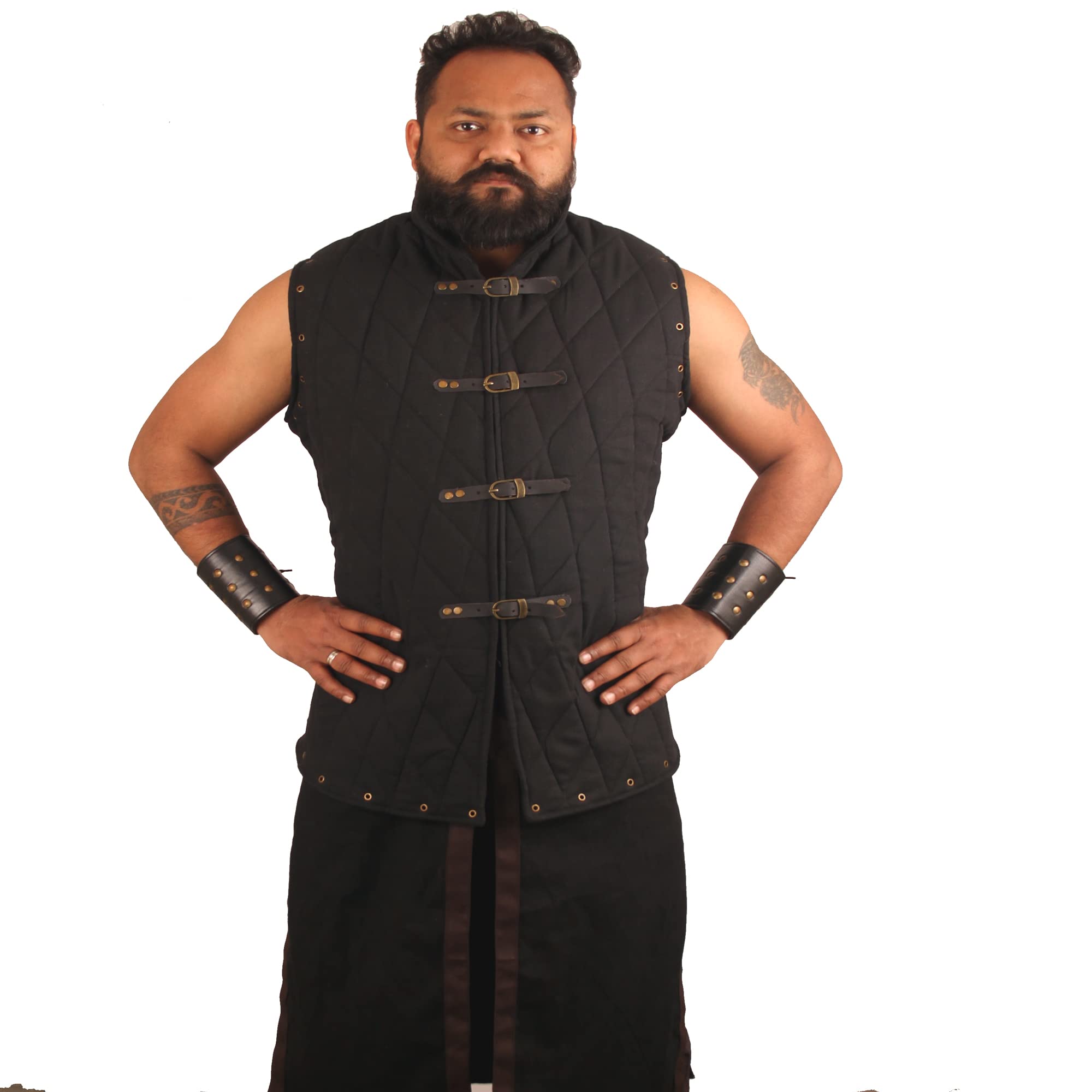 Thick Cotton Padded Quilted Sleeveless Gambeson for LARP, Cosplay, Medieval Reenactment & Historical Costume - Perfect for Role-Playing, Renaissance Fairs & Theatrical Performances