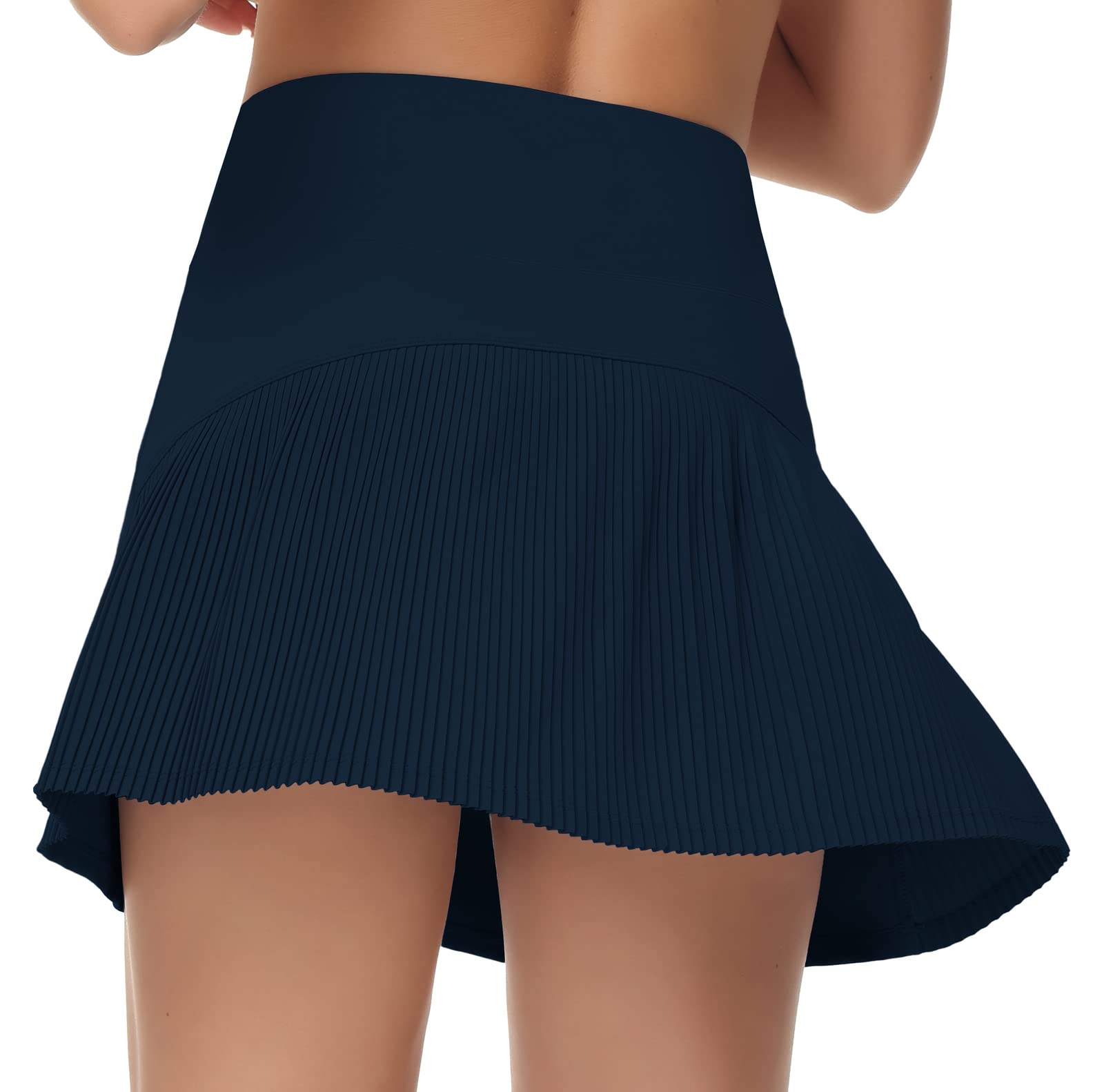 THE GYM PEOPLE Women's High Waisted Tennis Skirt with Inner Shorts - Crossover Hemline & Back Pleats for Golf, Running & Workout - Comfortable Athletic Skort for Tennis, Yoga & Gym Wear