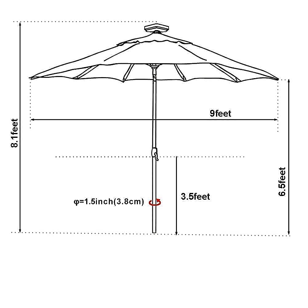 EliteShade 9ft Outdoor Patio Umbrella with Heavy Duty Water-Filled Base - Perfect for Backyard, Poolside, Beach, and Garden Relaxation