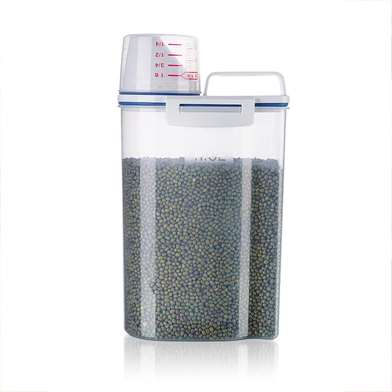 3L Transparent Grain Storage Container with Measuring Cup - Airtight Kitchen Jar for Rice, Sugar, Flour & Powder - Perfect for Pantry Organization & Bulk Food Storage