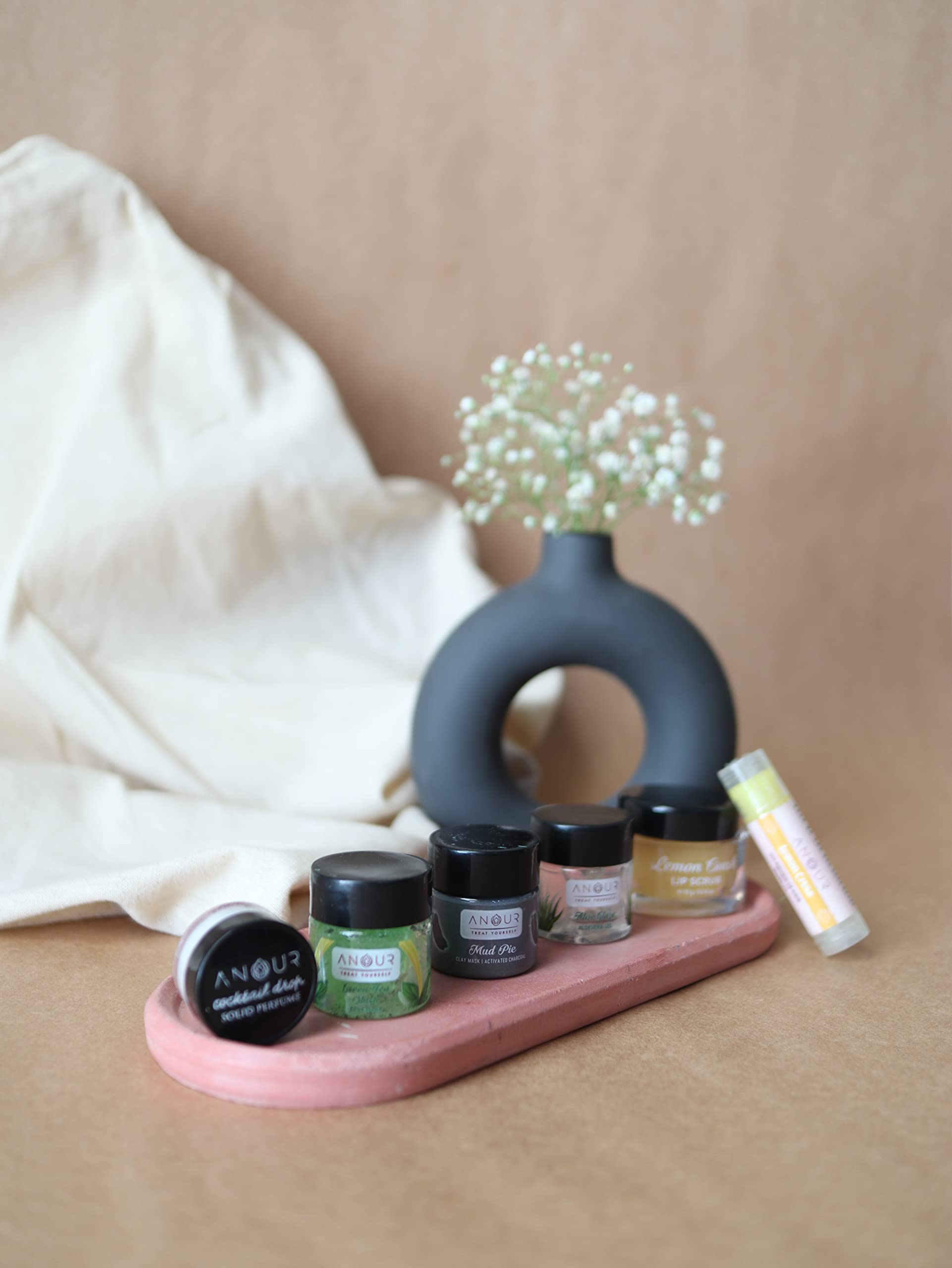 Anour Travel Friendly Skincare Kit | Natural Face & Body Care Set for All Skin Types | Unisex Mini Toiletries (6-Piece) with Eco-Friendly Jute Pouch | Perfect for Airplane Carry-On, Gym Bag & Weekend Getaways