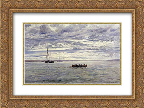 18x14 Gold Ornate Framed Henry Moore 'Chesil Beach, Rain Clearing Off' Museum Art Print with Double Mat - Perfect for Living Room, Office & Gallery Wall Decor