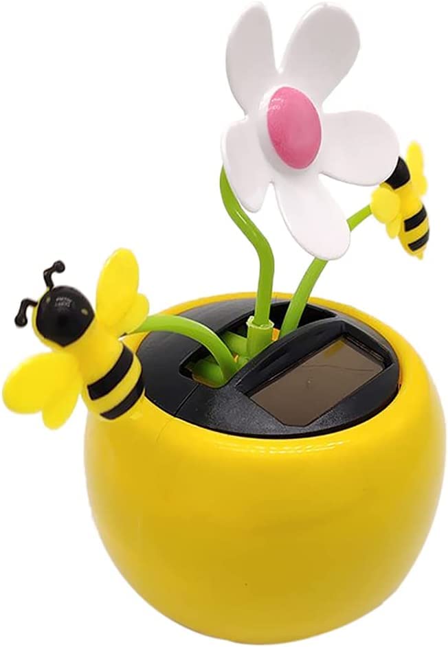 Solar Dancing Sunflower Toy - Apple Blossom Solar Powered Car Decor, Window Sill Ornament with Honey Bee Swing - Perfect for Car Dashboard, Home Office Desk & Garden Decoration