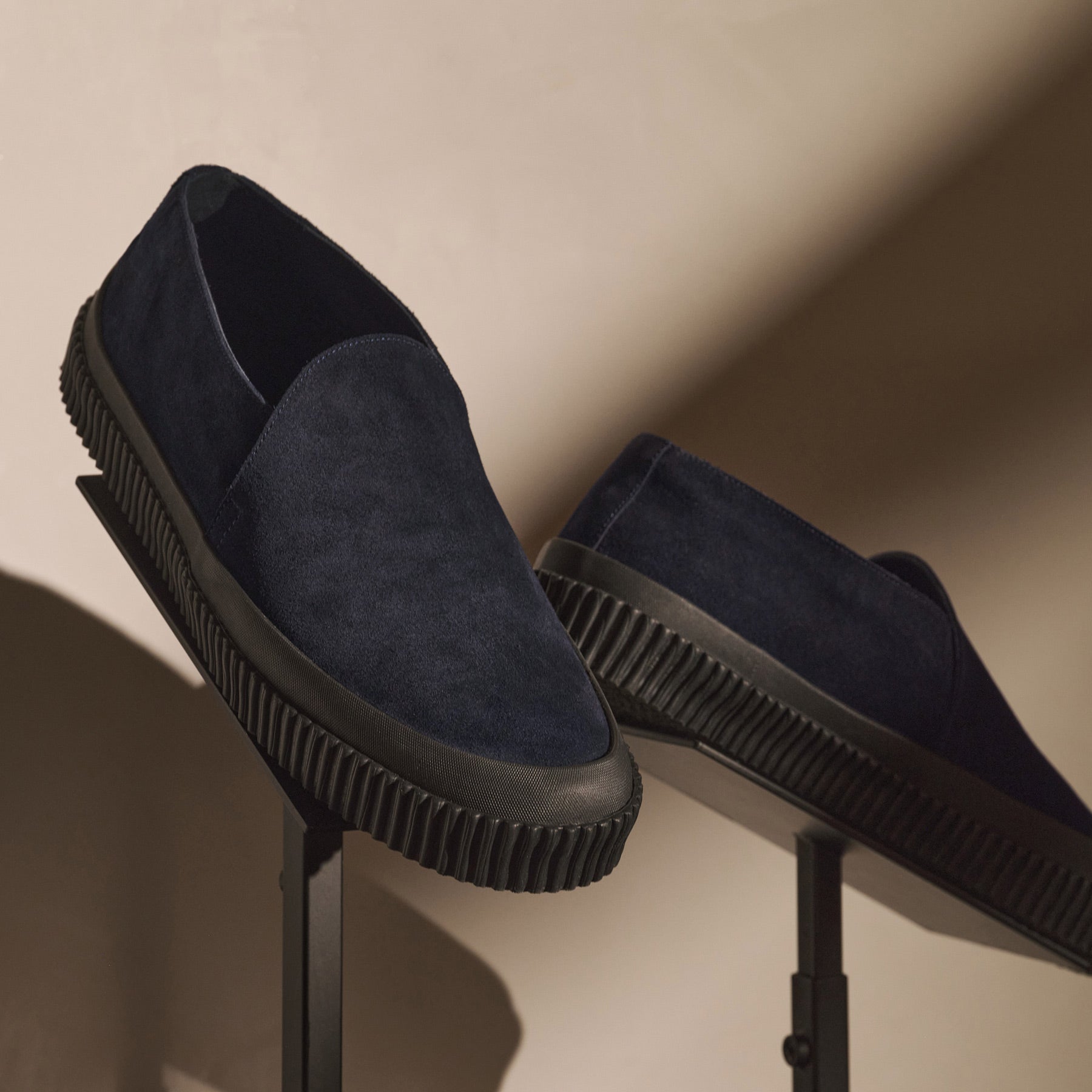 Men's Navy Vulcanized Slip-On Loafers - Comfortable Casual Shoes for Work, Travel & Everyday Wear