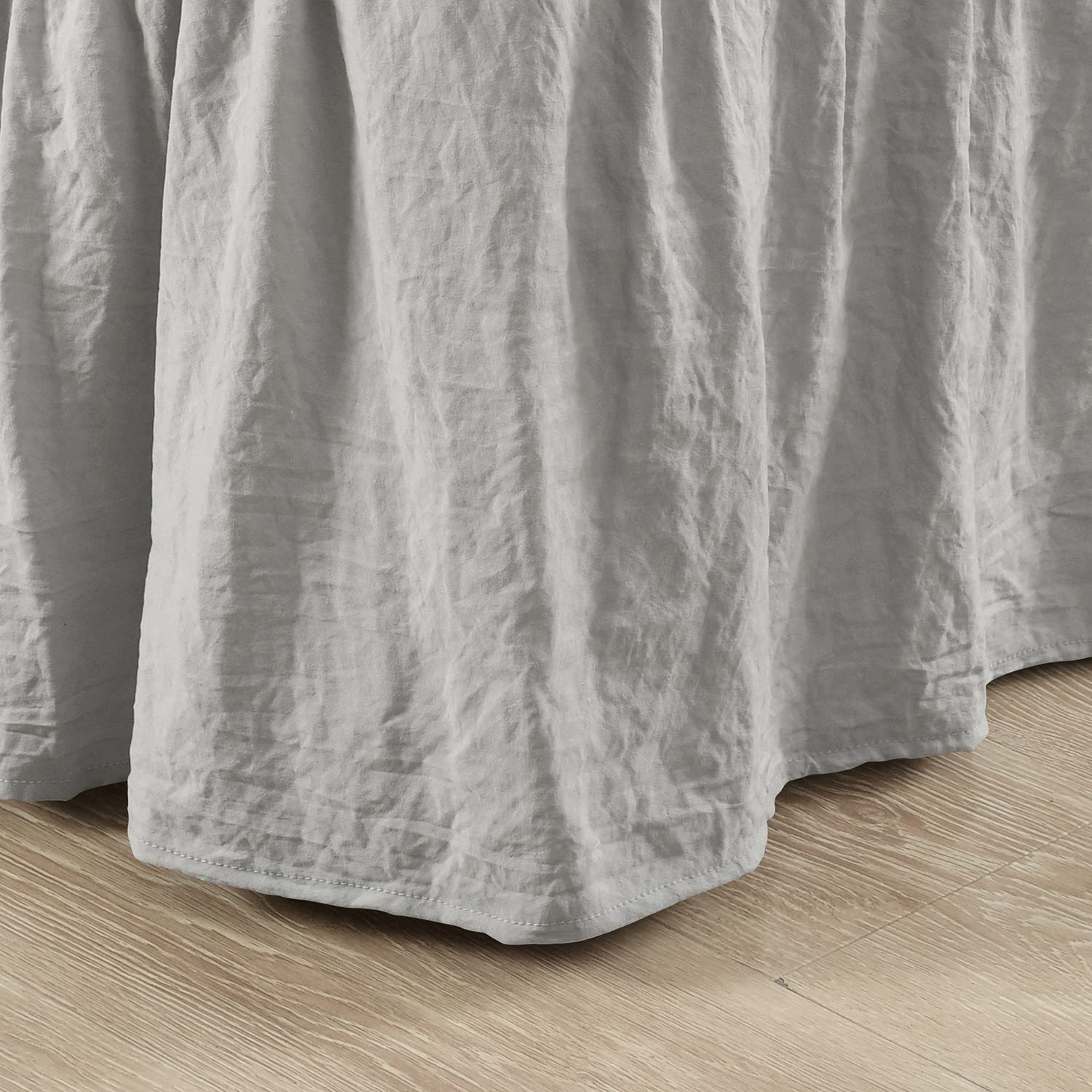 Lush Decor Wrap Bedskirt - Queen/King Size, Light Gray for Elegant Bedroom Decor